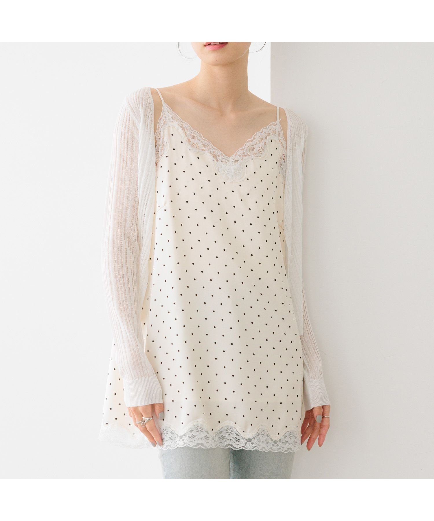 【ヘザー/Heather】のレーストリムサテンキャミワンピース インテリア・キッズ・メンズ・レディースファッション・服の通販 founy(ファウニー) 　ファッション　Fashion　レディースファッション　Fashion for Women　ワンピース　Dresses　キャミソールワンピース　Camisole Dresses　おすすめ　Recommended / Our Picks　ウェーブ　Wavy Pattern　カッティング　Cutting Detail　シェイプ　Shape, Slim Fit　トリミング　Trimming, Decorative Edge　トレンド　Trend, Trending Now　レース　Lace, Lace Fabric　アイボリードット|ID: prp329100004982865 ipo3291000000037328767