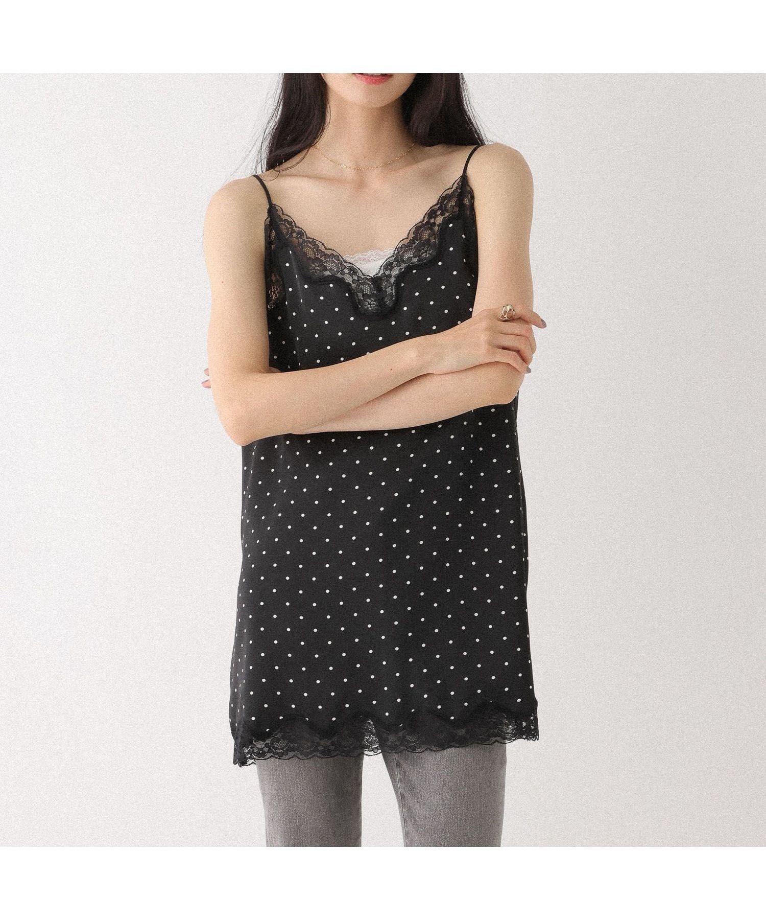【ヘザー/Heather】のレーストリムサテンキャミワンピース インテリア・キッズ・メンズ・レディースファッション・服の通販 founy(ファウニー) 　ファッション　Fashion　レディースファッション　Fashion for Women　ワンピース　Dresses　キャミソールワンピース　Camisole Dresses　おすすめ　Recommended / Our Picks　ウェーブ　Wavy Pattern　カッティング　Cutting Detail　シェイプ　Shape, Slim Fit　トリミング　Trimming, Decorative Edge　トレンド　Trend, Trending Now　レース　Lace, Lace Fabric　ブラックドット|ID: prp329100004982865 ipo3291000000037328769