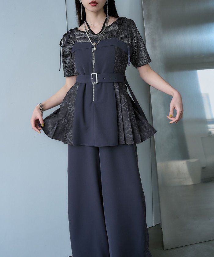 【ハレ/HARE】のジャガードリボンオールインワン インテリア・キッズ・メンズ・レディースファッション・服の通販 founy(ファウニー) https://founy.com/ ファッション Fashion レディースファッション Fashion for Women ワンピース Dresses オールインワン・ワンピース Dresses and Jumpsuits インナー Innerwear ウェーブ Wavy Pattern カットソー Cut and Sewn Top 切替 Switching, Contrast Panel シアー Sheer, See-Through ストレート Straight, Straight Cut スリーブ Sleeve, Long Sleeve / Short Sleeve ビスチェ Bustier, Corset Top フリル Frill, Ruffle プリーツ Pleats, Pleated ペプラム Peplum, Flared Hem リボン Ribbon, Bow ワイド Wide, Wide Fit おすすめ Recommended / Our Picks エレガント 上品 Elegant |ID: prp329100004982866 ipo3291000000037328770