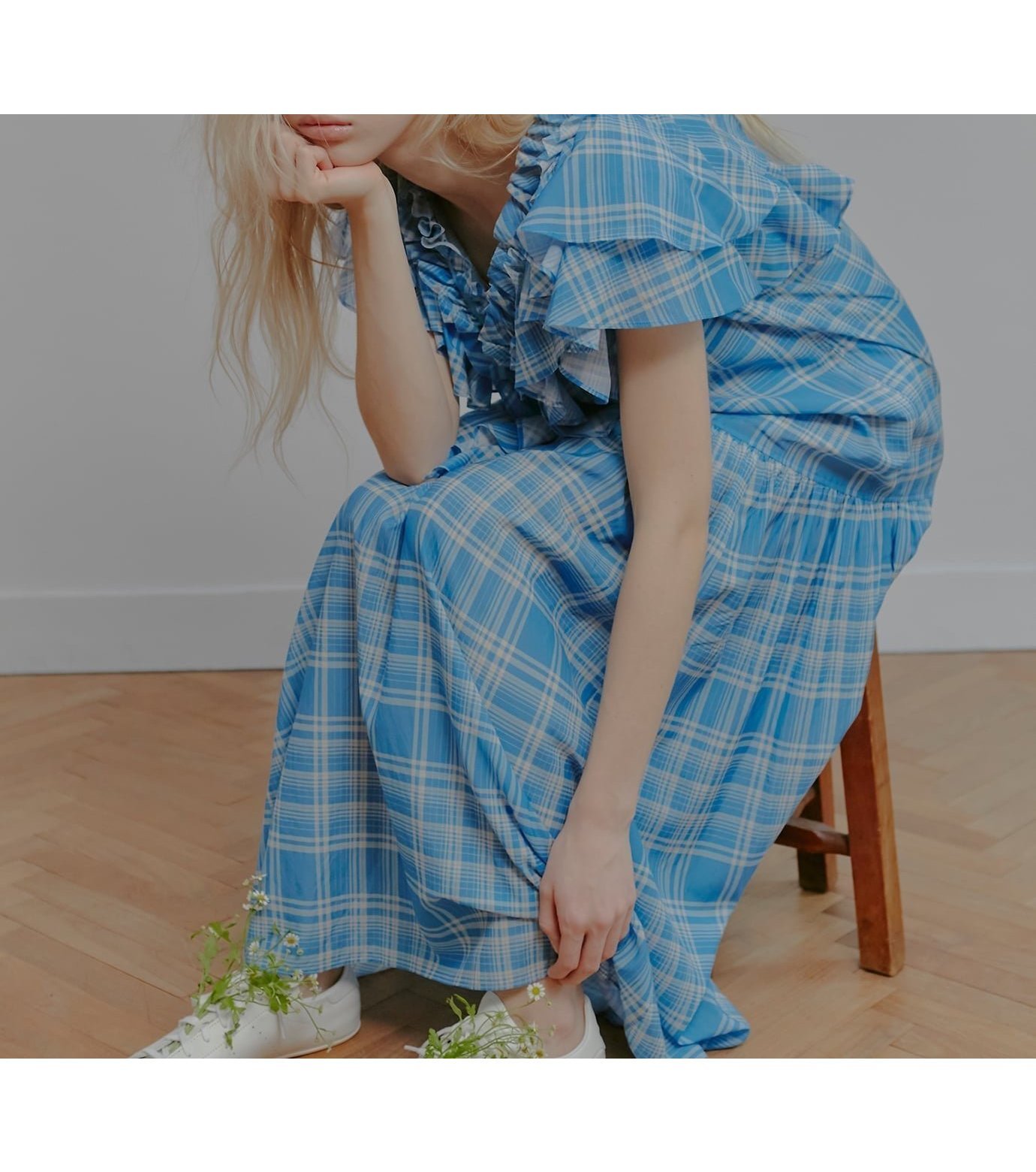 【ルシェル ブルー/LE CIEL BLEU】のプラッドプリントマキシドレス / Plaid Print Maxi Dress インテリア・キッズ・メンズ・レディースファッション・服の通販 founy(ファウニー) 　ファッション　Fashion　レディースファッション　Fashion for Women　ワンピース　Dresses　フォーマル・パーティードレス・結婚式用ドレス　Elegant & Casual Dresses　マキシ丈ワンピース・ロングドレス　Maxi Dresses / Long One-Pieces　サマー　Summer, Summer Style　サンダル　Sandals, Summer Shoes　スニーカー　Sneakers, Trainers　ダウン　Down, Puffer　チェック　Check, Plaid, Tartan　ドレス　Dress, One-Piece　ビーチ　Beach, Seaside　フリル　Frill, Ruffle　マキシ　Maxi, Full Length　ラッフル　Ruffle, Frill　ブルー|ID: prp329100004982869 ipo3291000000037328783