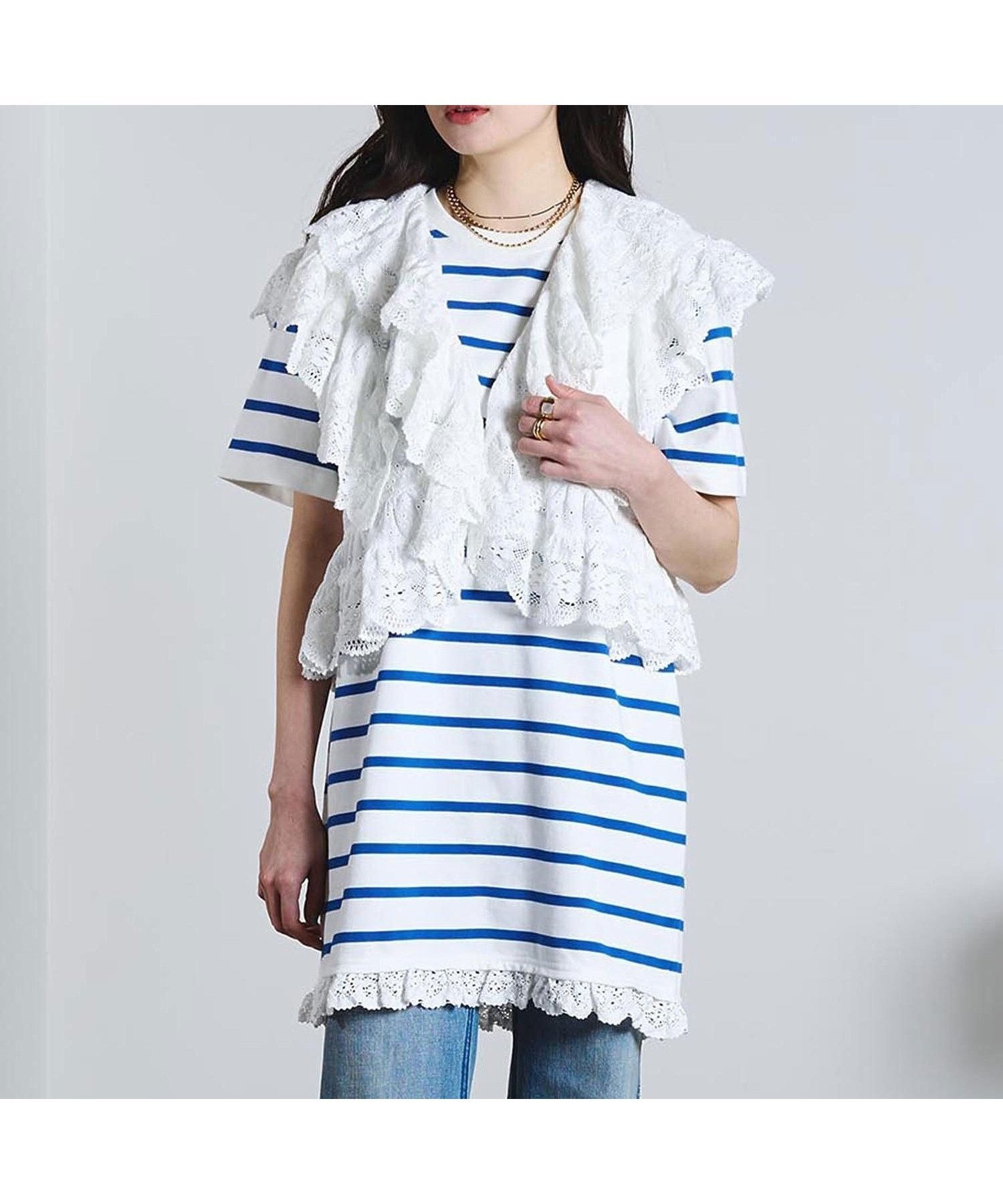 【ローズバッド/ROSE BUD】のSTRIPE H/S MINI CUT DRESS インテリア・キッズ・メンズ・レディースファッション・服の通販 founy(ファウニー) 　ファッション　Fashion　レディースファッション　Fashion for Women　ワンピース　Dresses　フォーマル・パーティードレス・結婚式用ドレス　Elegant & Casual Dresses　クラシック　Classic, Timeless Style　コンパクト　Compact, Small Size　シンプル　Simple, Minimal　スタンダード　Standard, Basic　デニム　Denim, Jeans Material　バランス　Balance, Style Balance　フェミニン　Feminine, Girly　フリル　Frill, Ruffle　ボーダー　Border, Stripe　レース　Lace, Lace Fabric　ロマンティック　Romantic, Feminine Style　WHITE|ID: prp329100004982874 ipo3291000000037328795