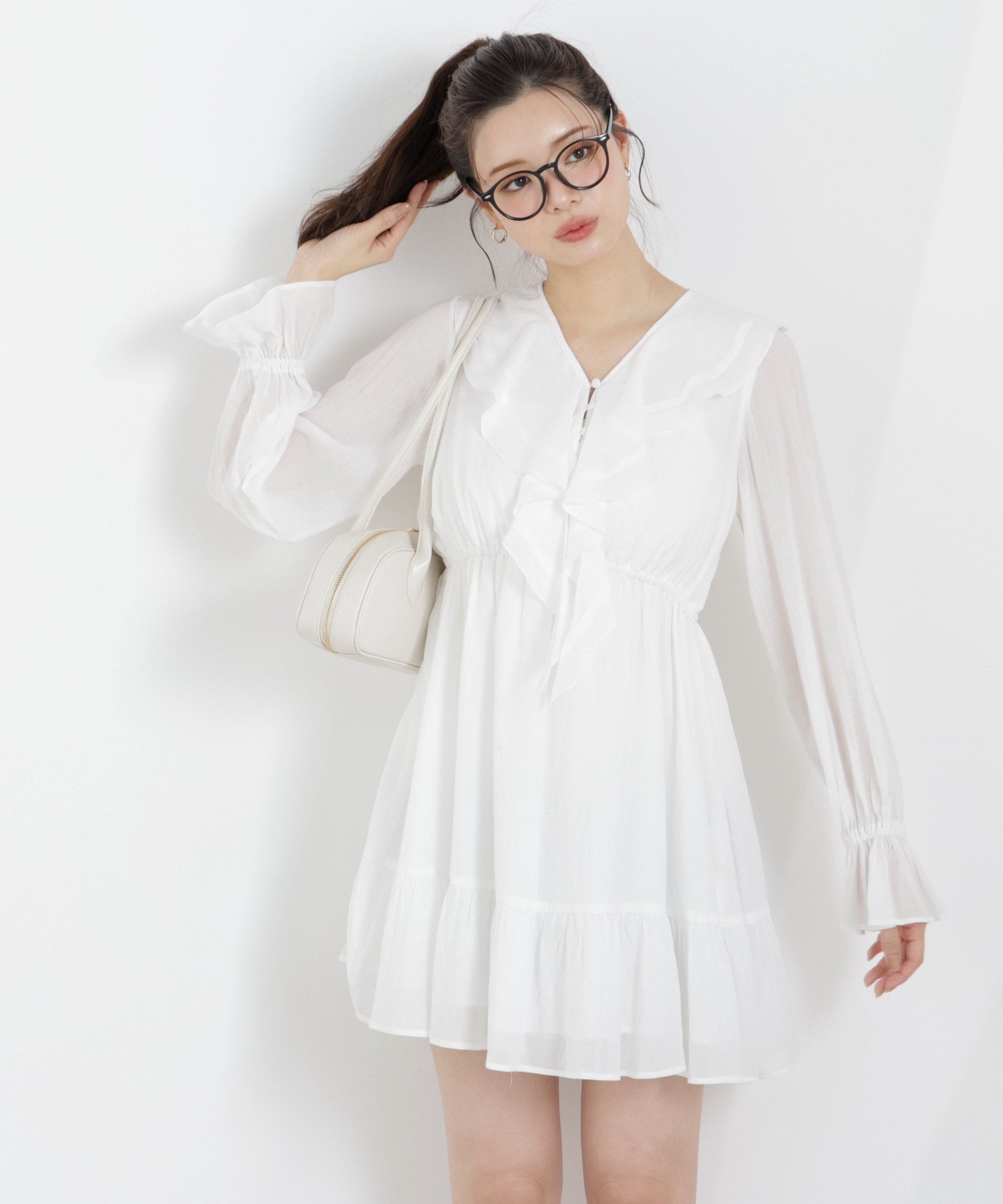 【プロポーション ボディドレッシング/PROPORTION BODY DRESSING】の《EDIT COLOGNE》ラッフルミニワンピース 26SS インテリア・キッズ・メンズ・レディースファッション・服の通販 founy(ファウニー) 　ファッション　Fashion　レディースファッション　Fashion for Women　ワンピース　Dresses　2026年　2026　2026春夏・S/S　Spring/Summer 2026 SS26　カーディガン　Cardigan, Knitwear　ジャケット　Jacket, Outerwear　フェミニン　Feminine, Girly　ラッフル　Ruffle, Frill　エクリュ1|ID: prp329100004982878 ipo3291000000037328810