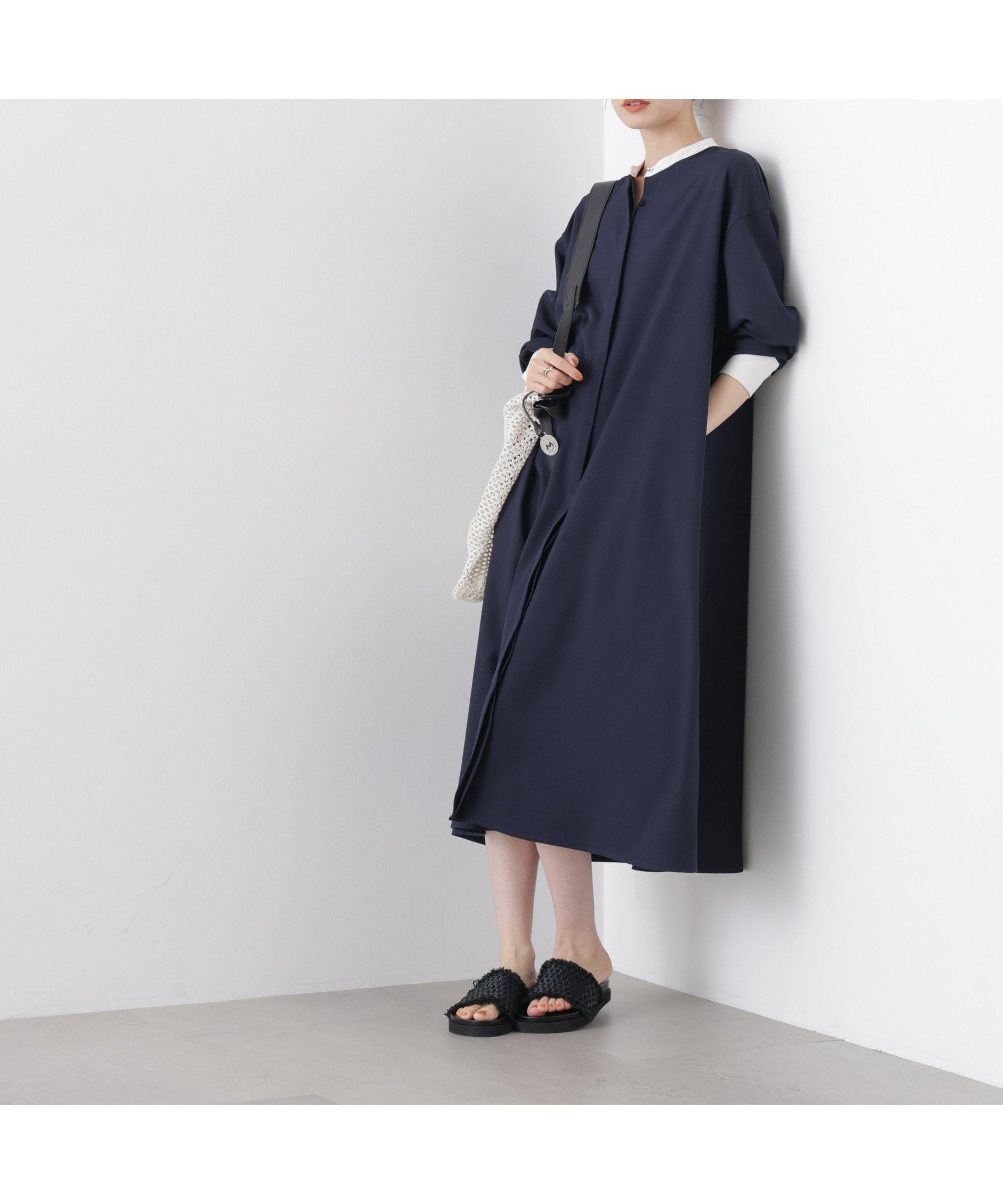 【ナノ ユニバース/nano universe】のバイカラーフレアスタンドカラーワンピース インテリア・キッズ・メンズ・レディースファッション・服の通販 founy(ファウニー) 　ファッション　Fashion　レディースファッション　Fashion for Women　ワンピース　Dresses　アクセサリー　Fashion Accessories　シルバー　Silver, Metallic Silver　ジャケット　Jacket, Outerwear　スタンド　Stand Collar, Upright Stand　フレア　Flare, Flared　アウトレット　Outlet / Clearance　エレガント 上品　Elegant　2026年　2026　2026春夏・S/S　Spring/Summer 2026 SS26　ネイビー|ID: prp329100004982879 ipo3291000000037328815