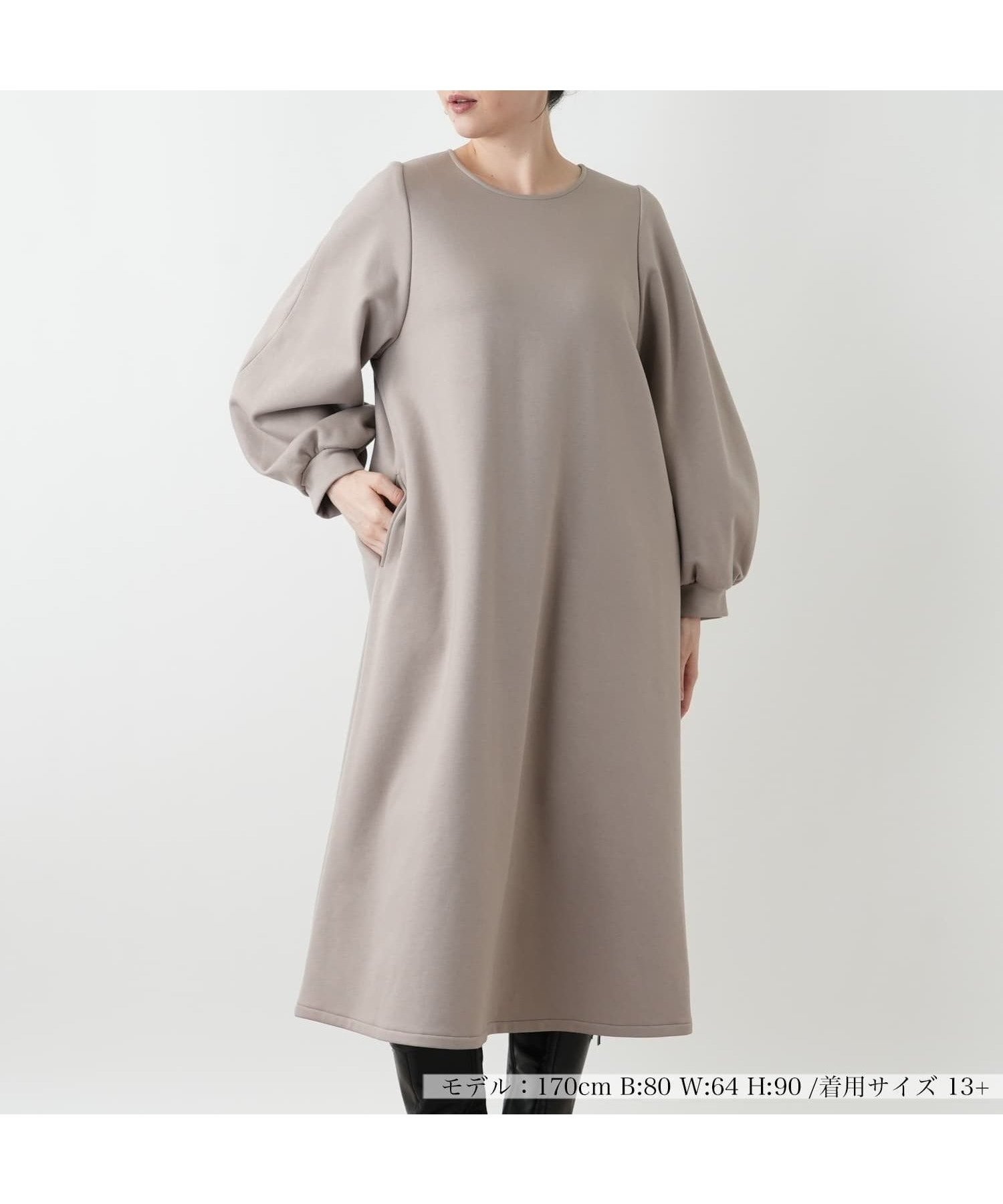 【レリアンプラスハウス/Leilian PLUS HOUSE】のワンピース【NEMIKA】 インテリア・キッズ・メンズ・レディースファッション・服の通販 founy(ファウニー) 　ファッション　Fashion　レディースファッション　Fashion for Women　ワンピース　Dresses　アクセサリー　Fashion Accessories　アクリル　Acrylic Material　ストレッチ　Stretch, Stretchy Fabric　ポケット　Pocket, Pocket Detail　無地　Plain, Solid Color　秋　Autumn　キャメル|ID: prp329100004982891 ipo3291000000037328880