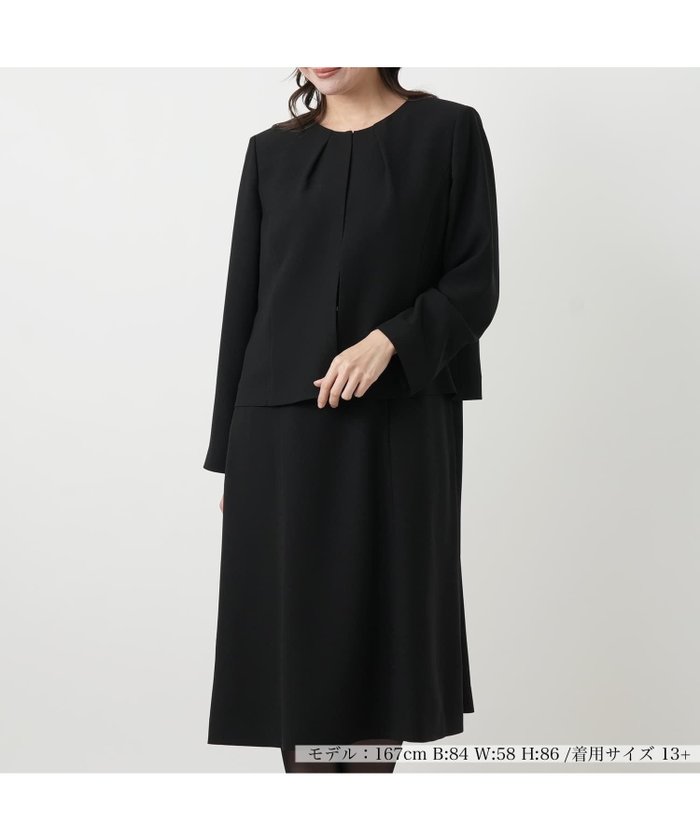【レリアンプラスハウス/Leilian PLUS HOUSE】のワンピースアンサンブルブラックフォーマル インテリア・キッズ・メンズ・レディースファッション・服の通販 founy(ファウニー) https://founy.com/ ファッション Fashion レディースファッション Fashion for Women ワンピース Dresses エレガント 上品 Elegant ショート Short, Short Length ジャケット Jacket, Outerwear フロント Front, Front Design ポケット Pocket, Pocket Detail レース Lace, Lace Fabric 春 Spring |ID: prp329100004982893 ipo3291000000037328884