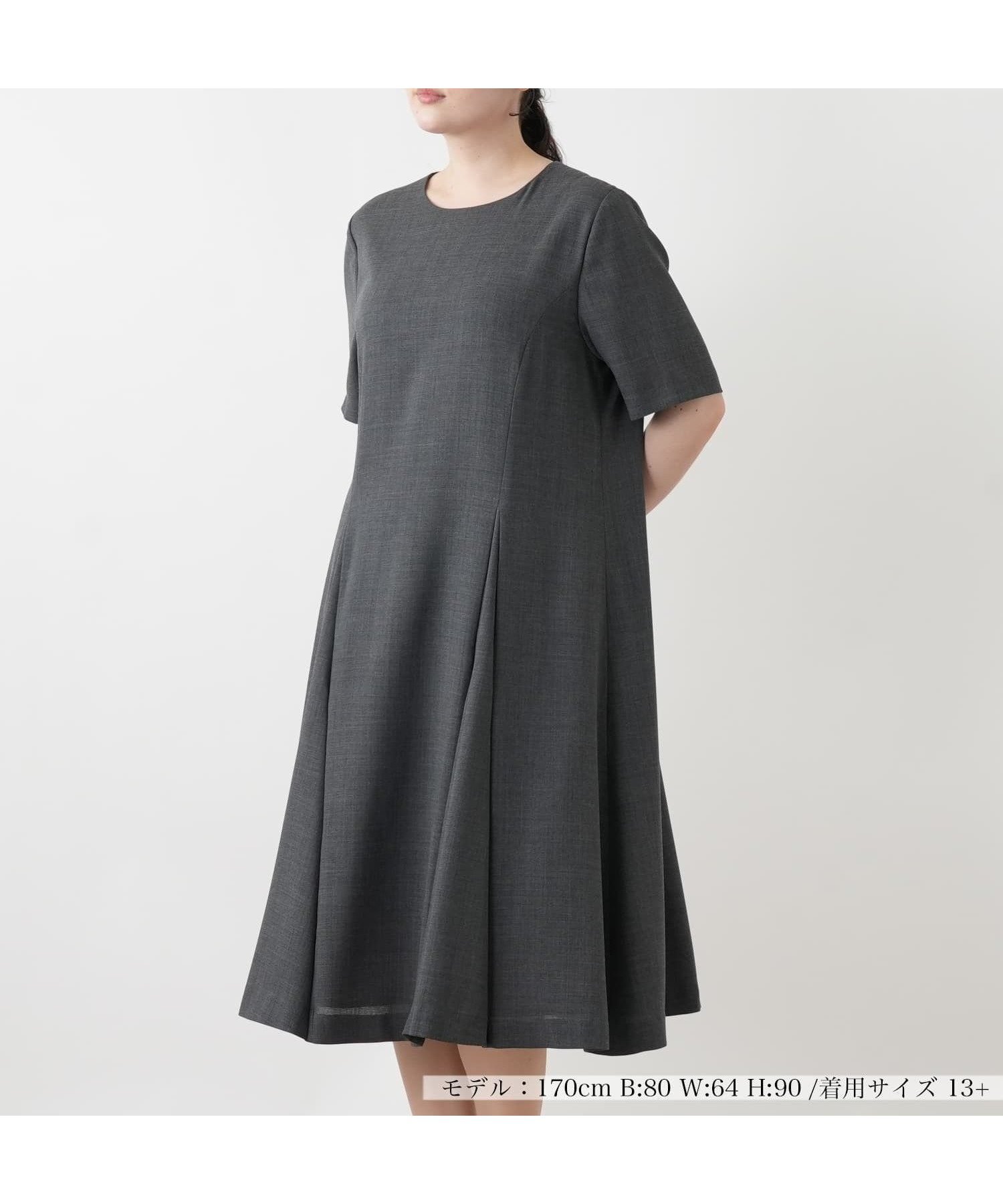 【レリアンプラスハウス/Leilian PLUS HOUSE】のワンピース【BOURGE】 インテリア・キッズ・メンズ・レディースファッション・服の通販 founy(ファウニー) 　ファッション　Fashion　レディースファッション　Fashion for Women　ワンピース　Dresses　アクセサリー　Fashion Accessories　スリーブ　Sleeve, Long Sleeve / Short Sleeve　ポケット　Pocket, Pocket Detail　半袖　Short Sleeve, Half Sleeve　無地　Plain, Solid Color　リラックス　Relax, Relaxed Fit　夏　Summer　グレー|ID: prp329100004982897 ipo3291000000037328896