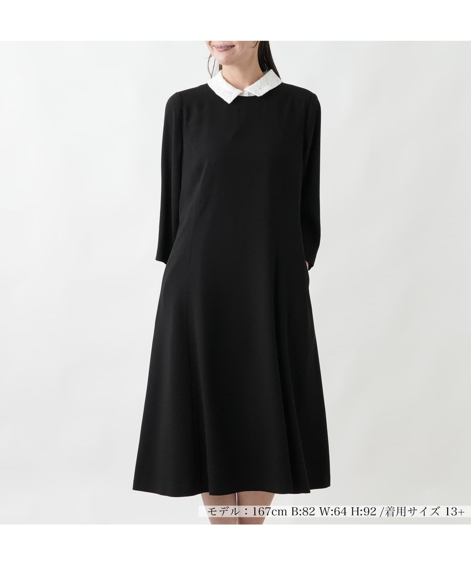【レリアンプラスハウス/Leilian PLUS HOUSE】のワンピース-Leilian WHITE LABEL インテリア・キッズ・メンズ・レディースファッション・服の通販 founy(ファウニー) 　ファッション　Fashion　レディースファッション　Fashion for Women　ワンピース　Dresses　ブラック|ID: prp329100004982900 ipo3291000000037328904
