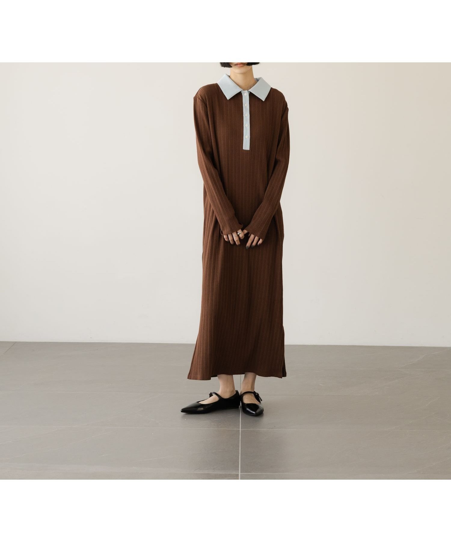 【ローリーズファーム/LOWRYS FARM】のカットポロワンピ インテリア・キッズ・メンズ・レディースファッション・服の通販 founy(ファウニー) 　ファッション　Fashion　レディースファッション　Fashion for Women　ワンピース　Dresses　おすすめ　Recommended / Our Picks　カットソー　Cut and Sewn Top　ジャケット　Jacket, Outerwear　デニム　Denim, Jeans Material　バランス　Balance, Style Balance　フレア　Flare, Flared　ブラウン58|ID: prp329100004982905 ipo3291000000037328928