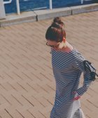 【グローバルワーク/GLOBAL WORK】の高山直子さんコラボ/袖リボンカットワンピース長袖/EiiS/289627 大人の最旬トレンドファッション＆コーディネート founy(ファウニー) ファッション Fashion レディースファッション Fashion for Women ワンピース Dresses コラボ Collaboration, Collab サンダル Sandals, Summer Shoes シンプル Simple, Minimal スニーカー Sneakers, Trainers スリット Slit, Slit Detail 雑誌 Magazine, Fashion Magazine 長袖 Long Sleeve, Full Sleeve バランス Balance, Style Balance ベロア Velour, Soft Velvet リボン Ribbon, Bow 犬 Dog thumbnail 生成り*ブラックボーダー09|ID: prp329100004982912 ipo3291000000037328960