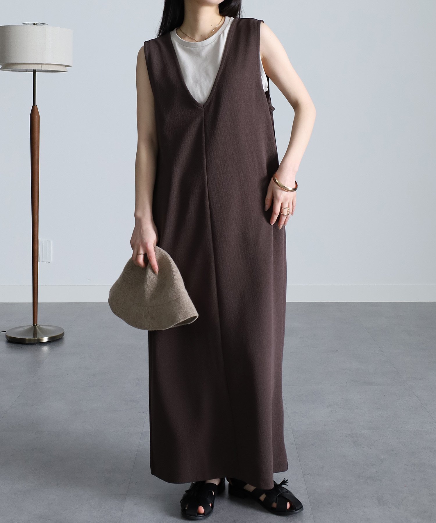【ラナン/Ranan】のひんやり!ジャンパースカート(ロング) インテリア・キッズ・メンズ・レディースファッション・服の通販 founy(ファウニー) 　ファッション　Fashion　レディースファッション　Fashion for Women　スカート　Skirts　おすすめ　Recommended / Our Picks　インナー　Innerwear　カットソー　Cut and Sewn Top　ジャカード／ジャガード　Jacquard, Woven Pattern　スリット　Slit, Slit Detail　ポケット　Pocket, Pocket Detail　レギュラー　Regular, Standard Fit　ロング　Long, Long-Length　再入荷　Restock / Back in Stock　グレージュ|ID: prp329100004982913 ipo3291000000037328970