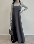【リエディ/Re:EDIT】のジョーゼットポンチフレアキャミワンピース 大人の最旬トレンドファッション＆コーディネート founy(ファウニー) ファッション Fashion レディースファッション Fashion for Women ワンピース Dresses キャミソールワンピース Camisole Dresses インナー Innerwear キャミソール Camisole, Spaghetti Strap Top コンパクト Compact, Small Size シンプル Simple, Minimal ジョーゼット Georgette, Semi-Sheer Fabric ストレッチ Stretch, Stretchy Fabric トレンド Trend, Trending Now バランス Balance, Style Balance フェミニン Feminine, Girly フレア Flare, Flared フロント Front, Front Design リボン Ribbon, Bow ロング Long, Long-Length エレガント 上品 Elegant thumbnail リボンチャコールグレー|ID: prp329100004982914 ipo3291000000037328983