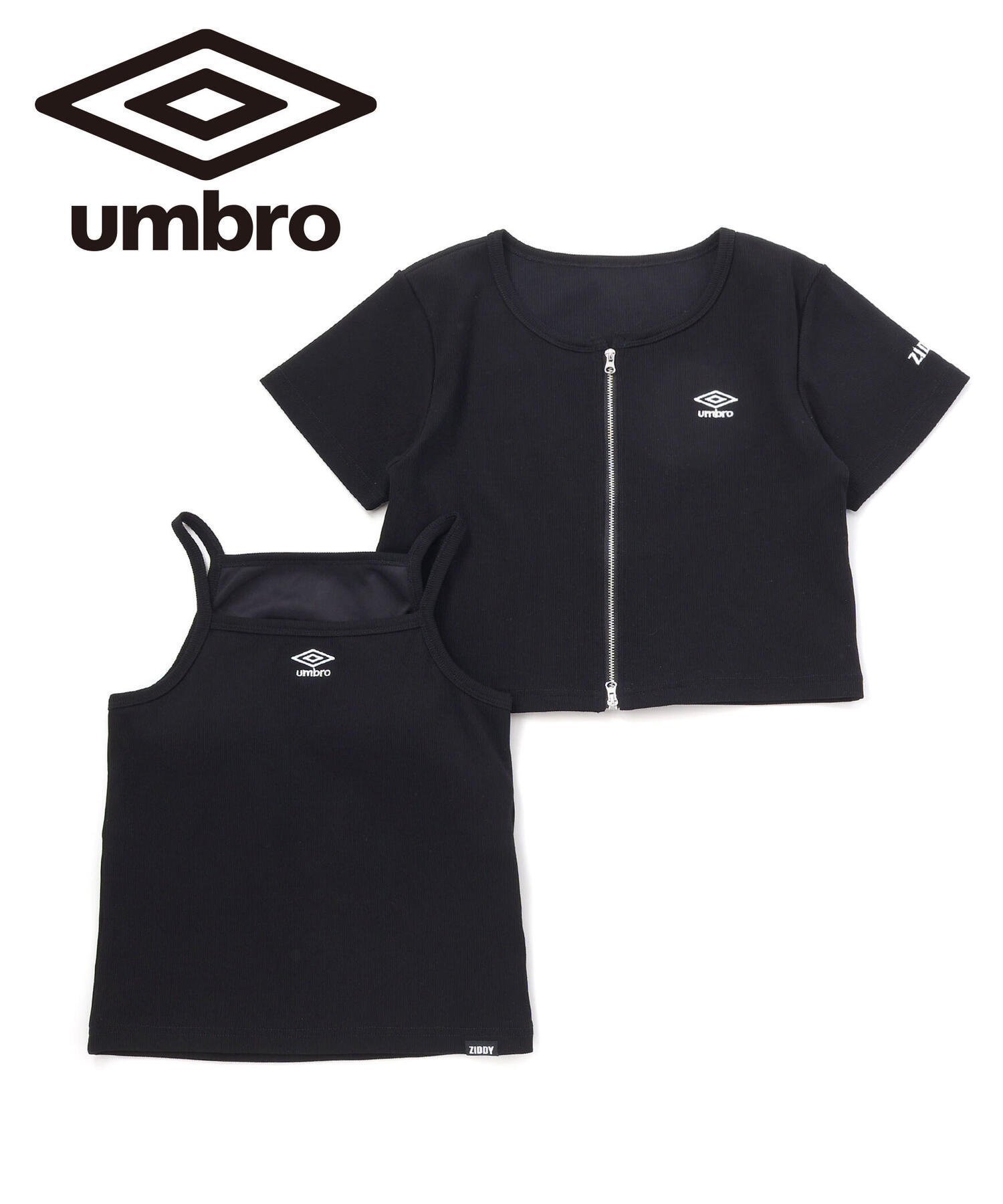【ベベ オンライン ストア/BEBE ONLINE STORE / KIDS】の【UMBRO】ダブルジップトップス キャミソールセット(130~160cm) インテリア・キッズ・メンズ・レディースファッション・服の通販 founy(ファウニー) 　ファッション　Fashion　キッズファッション　Fashion for Kids　トップス・カットソー　Cut & Sew Tops　春　Spring　キャミ　Camisole, Cami Top　キャミソール　Camisole, Spaghetti Strap Top　クール　Cool, Chic　コンビ　Combo, Combination Style　ショート　Short, Short Length　トレンド　Trend, Trending Now　バランス　Balance, Style Balance　S/S・春夏　SS, Spring/Summer, Warm Season　夏　Summer　エレガント 上品　Elegant　2026年　2026　2026春夏・S/S　Spring/Summer 2026 SS26　ブラック|ID: prp329100004982946 ipo3291000000037329148