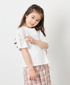 【アー ヴェー ヴェー/a.v.v / KIDS】の120-160 【接触冷感/綿100%】袖スリットロゴTシャツ 大人の最旬トレンドファッション＆コーディネート founy(ファウニー) ファッション Fashion キッズファッション Fashion for Kids カットソー Cut and Sewn Top ガーリー Girly, Feminine Style シンプル Simple, Minimal スポーティ Sporty, Casual Athletic スリット Slit, Slit Detail デニム Denim, Jeans Material ミニスカート Mini Skirt, Short Skirt リボン Ribbon, Bow 再入荷 Restock / Back in Stock おすすめ Recommended / Our Picks エレガント 上品 Elegant |ID:prp329100004982965