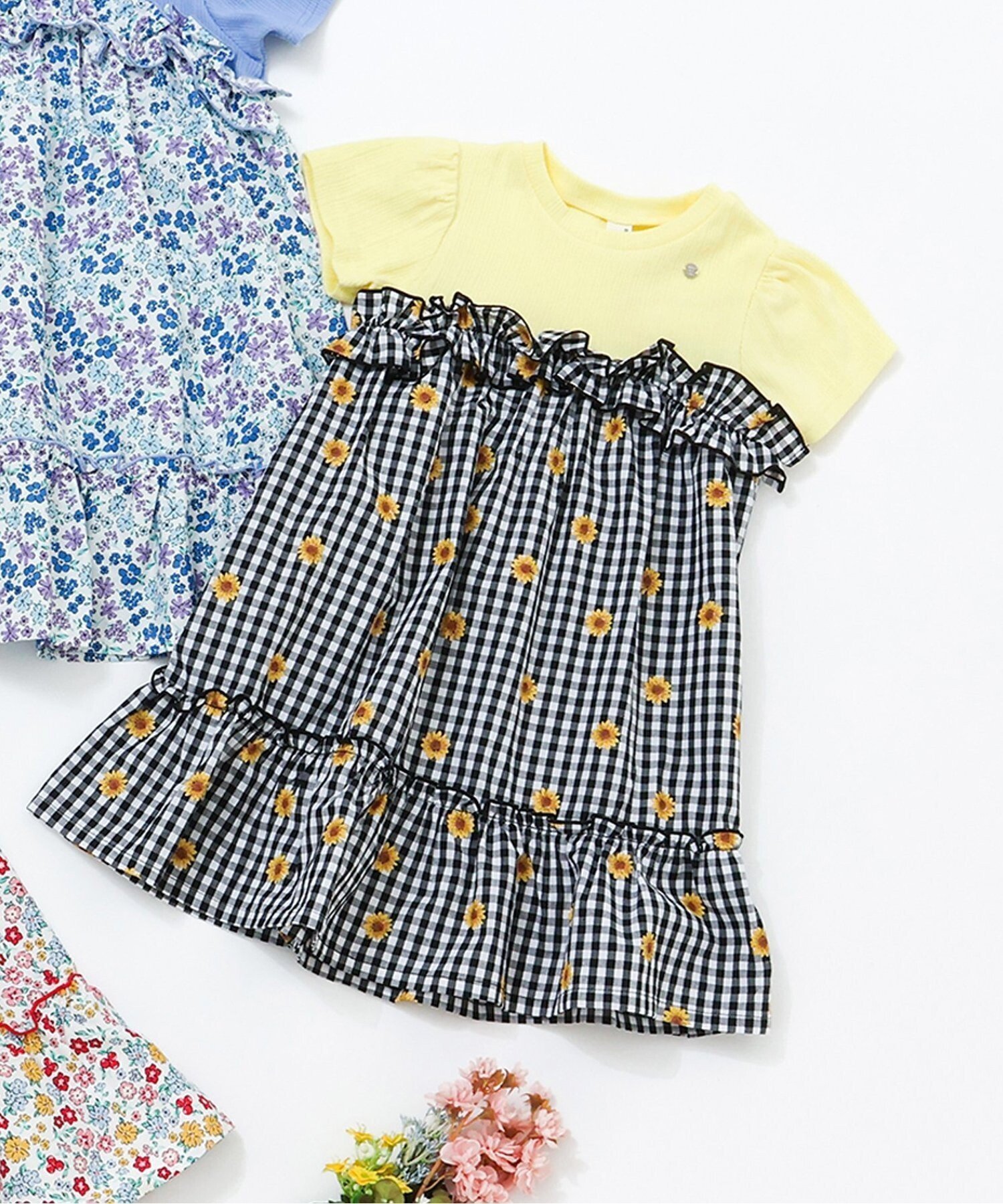 【エフオー オンラインストア/F.O.Online Store / KIDS】のWEB限定 フラワードッキングワンピース インテリア・キッズ・メンズ・レディースファッション・服の通販 founy(ファウニー) 　ファッション　Fashion　キッズファッション　Fashion for Kids　ワンピース　Dresses　ブラック|ID: prp329100004982968 ipo3291000000037329312