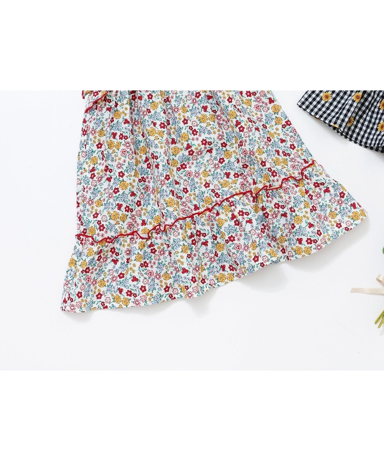 【エフオー オンラインストア/F.O.Online Store / KIDS】のWEB限定 フラワードッキングワンピース インテリア・キッズ・メンズ・レディースファッション・服の通販 founy(ファウニー) 　ファッション　Fashion　キッズファッション　Fashion for Kids　ワンピース　Dresses　レインボー|ID: prp329100004982968 ipo3291000000037329313