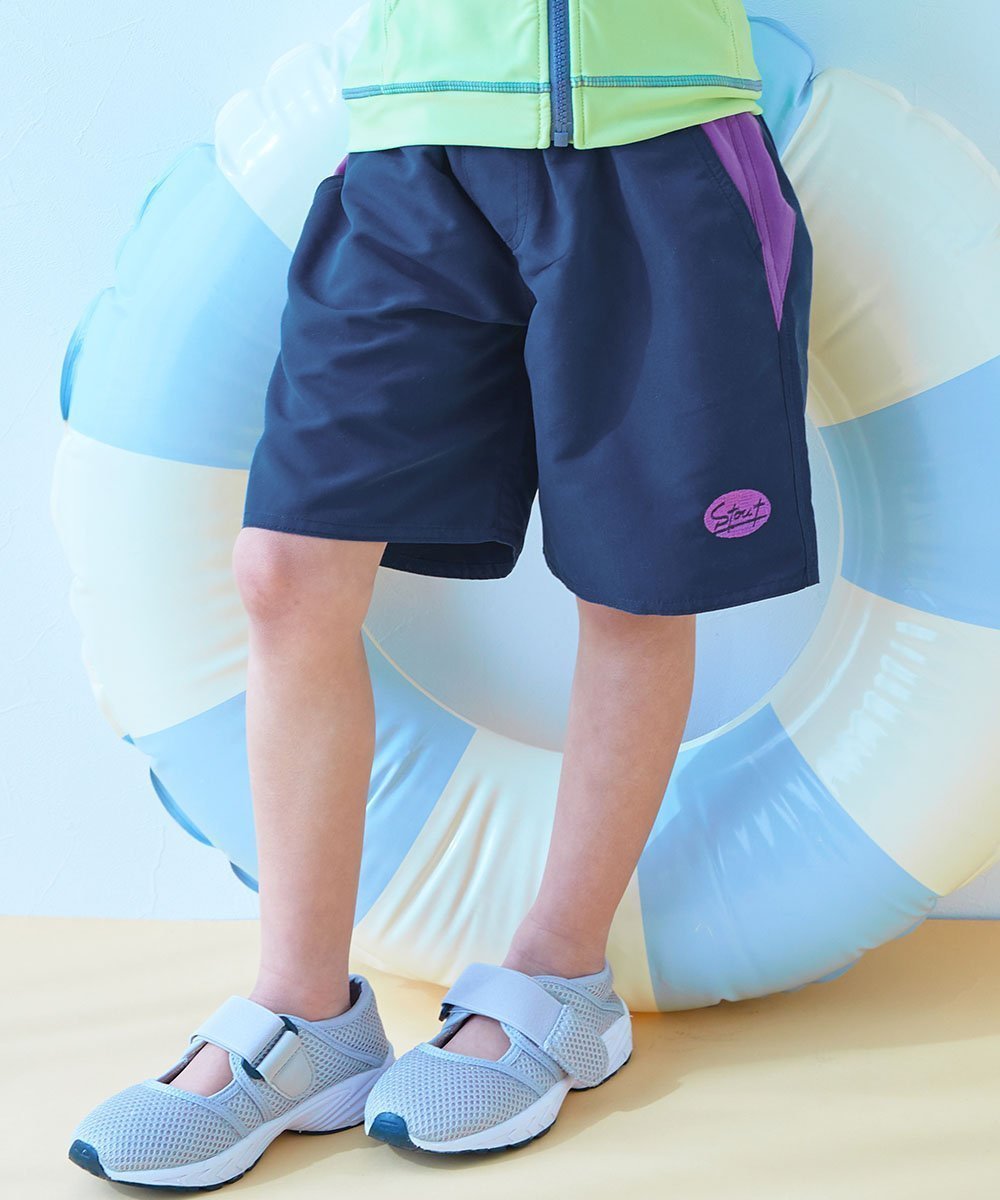【デビロック/devirock / KIDS】の服っぽく着られる 配色デザイン UVカット サーフパンツ水着 子供服 キッズ 26SS インテリア・キッズ・メンズ・レディースファッション・服の通販 founy(ファウニー) 　ファッション　Fashion　キッズファッション　Fashion for Kids　切替　Switching, Contrast Panel　なめらか　Smooth, Silky Texture　ハーフ　Half, Half-Length　プリント　Print, Printed Pattern　水着　Swimsuit, Swimwear　おすすめ　Recommended / Our Picks　夏　Summer　2026年　2026　2026春夏・S/S　Spring/Summer 2026 SS26　Dネイビー|ID: prp329100004982984 ipo3291000000037329442