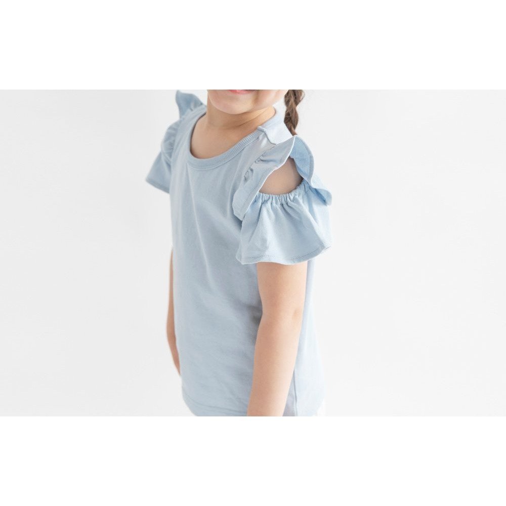 【ブランシェス/branshes / KIDS】の【DRC/WEB限定】肩あきフリル半袖Tシャツ インテリア・キッズ・メンズ・レディースファッション・服の通販 founy(ファウニー) 　ファッション　Fashion　キッズファッション　Fashion for Kids　吸水　Absorbent, Quick-Dry　フリル　Frill, Ruffle　ボーイズ　Boyish, Boy Style　半袖　Short Sleeve, Half Sleeve　プチプライス・低価格　Affordable / Budget Price　おすすめ　Recommended / Our Picks　20:サックス|ID: prp329100004982986 ipo3291000000037329457