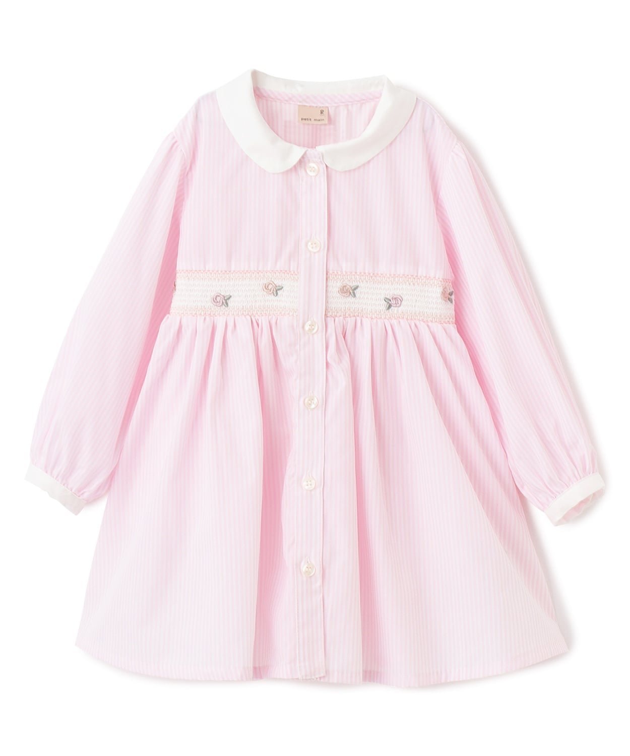 【ナルミヤ オンライン/NARUMIYA ONELINE / KIDS】の【リンク】シャツワンピース インテリア・キッズ・メンズ・レディースファッション・服の通販 founy(ファウニー) 　ファッション　Fashion　キッズファッション　Fashion for Kids　ワンピース　Dresses　ストライプ　Stripe, Striped Pattern　チェック　Check, Plaid, Tartan　パターン　Pattern, Design Print　ポケット　Pocket, Pocket Detail　エレガント 上品　Elegant　長袖　Long Sleeve, Full Sleeve　ライト ピンク|ID: prp329100004982987 ipo3291000000037329461