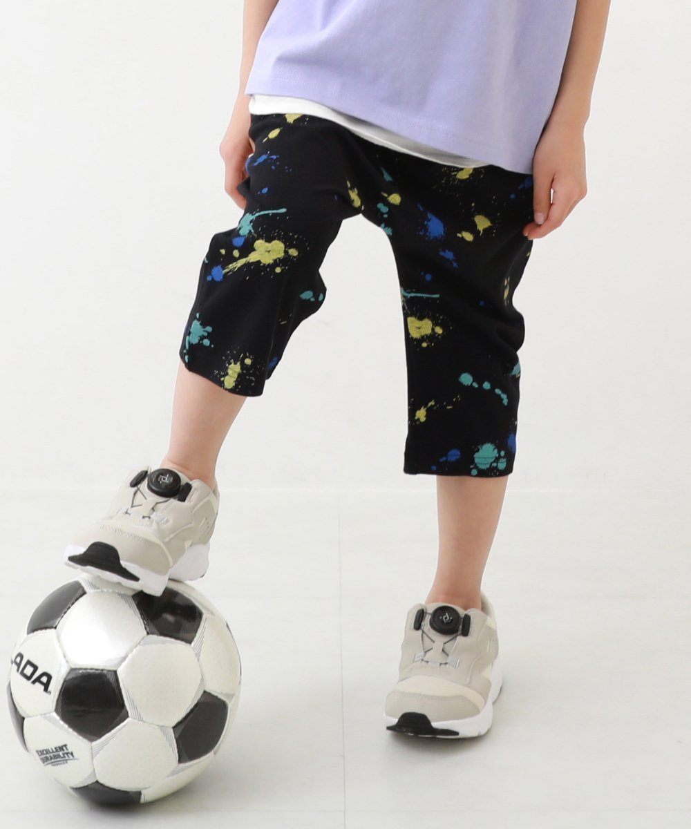 【デビロック/devirock / KIDS】のひざが隠れる 7分丈 デザインサルエルパンツ 子供服 キッズ ベビー服 男の子 26SS インテリア・キッズ・メンズ・レディースファッション・服の通販 founy(ファウニー) 　ファッション　Fashion　キッズファッション　Fashion for Kids　ボトムス　Bottoms　ストレッチ　Stretch, Stretchy Fabric　プリント　Print, Printed Pattern　2026年　2026　2026春夏・S/S　Spring/Summer 2026 SS26　005-ペンキ-ブラック|ID: prp329100004982995 ipo3291000000037329524