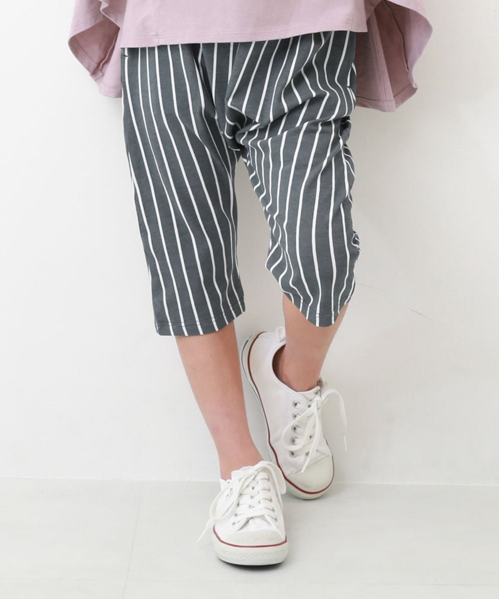 【デビロック/devirock / KIDS】のひざが隠れる 7分丈 デザインサルエルパンツ 子供服 キッズ ベビー服 男の子 26SS インテリア・キッズ・メンズ・レディースファッション・服の通販 founy(ファウニー) 　ファッション　Fashion　キッズファッション　Fashion for Kids　ボトムス　Bottoms　ストレッチ　Stretch, Stretchy Fabric　プリント　Print, Printed Pattern　2026年　2026　2026春夏・S/S　Spring/Summer 2026 SS26　001-ストライプ-チャコール|ID: prp329100004982995 ipo3291000000037329527