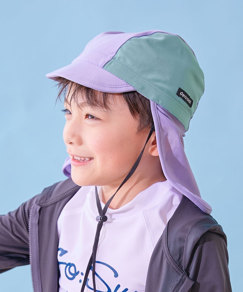 【デビロック/devirock / KIDS】のUVカット 日よけガード付き スイムキャップ(あご紐付き) 子供服 キッズ 男の子 26SS インテリア・キッズ・メンズ・レディースファッション・服の通販 founy(ファウニー) 　ファッション　Fashion　キッズファッション　Fashion for Kids　ストレッチ　Stretch, Stretchy Fabric　フィット　Fit, Slim Fit　プリント　Print, Printed Pattern　水着　Swimsuit, Swimwear　おすすめ　Recommended / Our Picks　2026年　2026　2026春夏・S/S　Spring/Summer 2026 SS26　Sバイオレット-アッシュミント|ID: prp329100004983000 ipo3291000000037329577