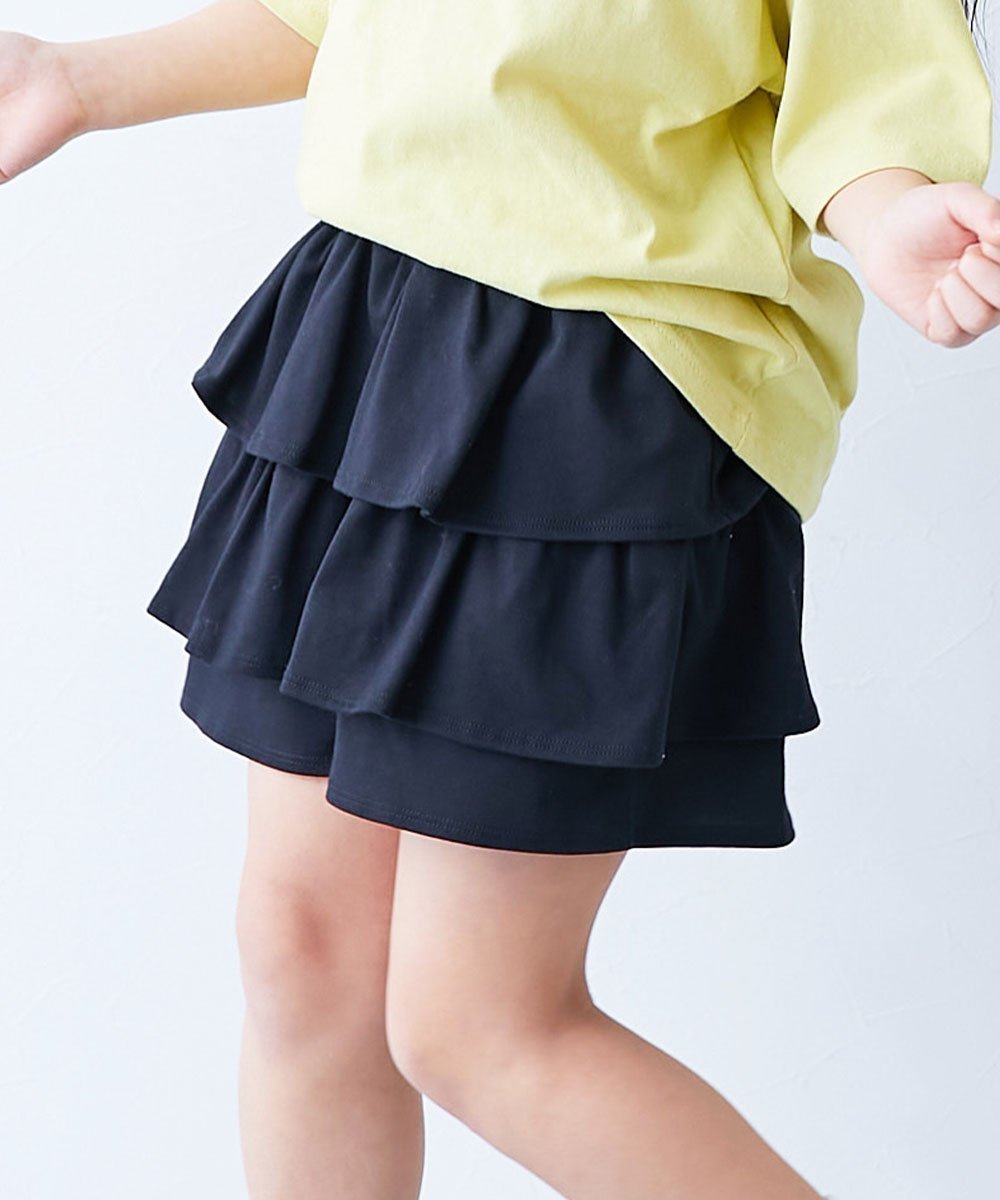 【デビロック/devirock / KIDS】の【片側ポケット付き】1分丈 ティアードスカパン 子供服 キッズ 女の子 膝上 26SS インテリア・キッズ・メンズ・レディースファッション・服の通販 founy(ファウニー) 　ファッション　Fashion　キッズファッション　Fashion for Kids　キャップ　Cap, Baseball Cap　ストレッチ　Stretch, Stretchy Fabric　ハンカチ　Handkerchief, Hanky　ポケット　Pocket, Pocket Detail　おすすめ　Recommended / Our Picks　2026年　2026　2026春夏・S/S　Spring/Summer 2026 SS26　001-ブラック|ID: prp329100004983004 ipo3291000000037329600