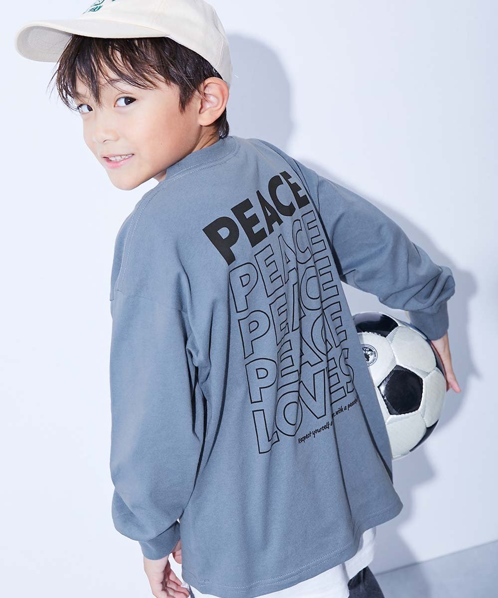 【デビロック/devirock / KIDS】の綿100% デビラボ BIGシルエット プリント袖リブ 長袖Tシャツ 子供服 キッズ 26SS インテリア・キッズ・メンズ・レディースファッション・服の通販 founy(ファウニー) 　ファッション　Fashion　キッズファッション　Fashion for Kids　キャップ　Cap, Baseball Cap　スニーカー　Sneakers, Trainers　トレンド　Trend, Trending Now　長袖　Long Sleeve, Full Sleeve　プリント　Print, Printed Pattern　おすすめ　Recommended / Our Picks　2026年　2026　2026春夏・S/S　Spring/Summer 2026 SS26　006-ロゴ3-ブルーグレー|ID: prp329100004983007 ipo3291000000037329630