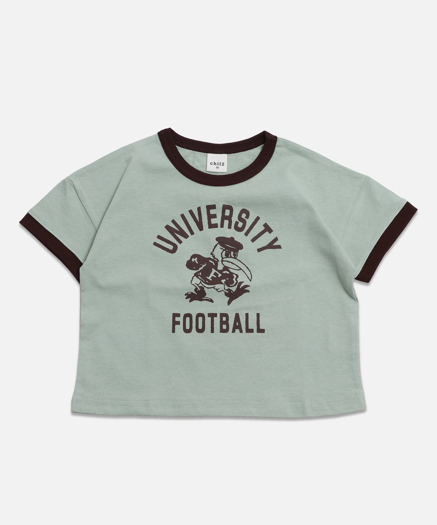 【チルツー/chil2 / KIDS】のプリントリンガー半袖Tシャツ インテリア・キッズ・メンズ・レディースファッション・服の通販 founy(ファウニー) 　ファッション　Fashion　キッズファッション　Fashion for Kids　半袖　Short Sleeve, Half Sleeve　Cフットボール/ミント|ID: prp329100004983008 ipo3291000000037329635