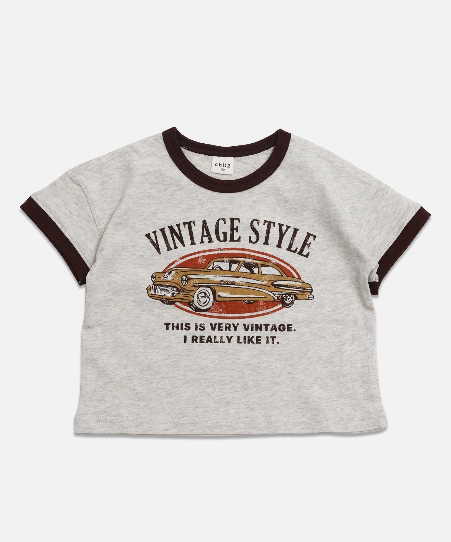 【チルツー/chil2 / KIDS】のプリントリンガー半袖Tシャツ インテリア・キッズ・メンズ・レディースファッション・服の通販 founy(ファウニー) 　ファッション　Fashion　キッズファッション　Fashion for Kids　半袖　Short Sleeve, Half Sleeve　Eくるま/オートミール|ID: prp329100004983008 ipo3291000000037329637