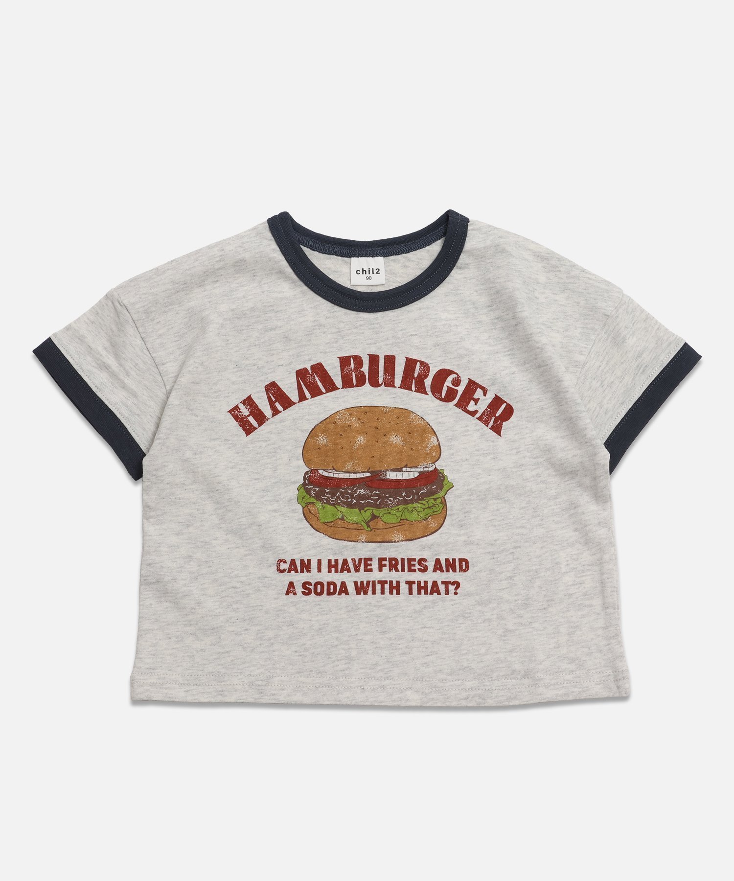 【チルツー/chil2 / KIDS】のプリントリンガー半袖Tシャツ インテリア・キッズ・メンズ・レディースファッション・服の通販 founy(ファウニー) 　ファッション　Fashion　キッズファッション　Fashion for Kids　半袖　Short Sleeve, Half Sleeve　Hバーガー/オートミール|ID: prp329100004983008 ipo3291000000037329640