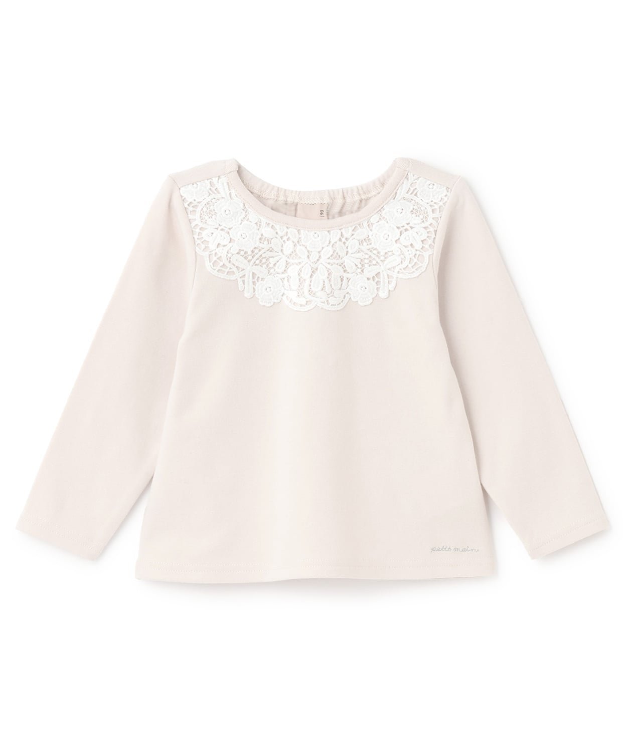 【ナルミヤ オンライン/NARUMIYA ONELINE / KIDS】のヨークレース長袖Tシャツ インテリア・キッズ・メンズ・レディースファッション・服の通販 founy(ファウニー) 　ファッション　Fashion　キッズファッション　Fashion for Kids　パターン　Pattern, Design Print　ボーダー　Border, Stripe　ポケット　Pocket, Pocket Detail　ヨーク　Yoke, Yoke Design　レース　Lace, Lace Fabric　エレガント 上品　Elegant　無地　Plain, Solid Color　長袖　Long Sleeve, Full Sleeve　薄ベージュ|ID: prp329100004983017 ipo3291000000037329696