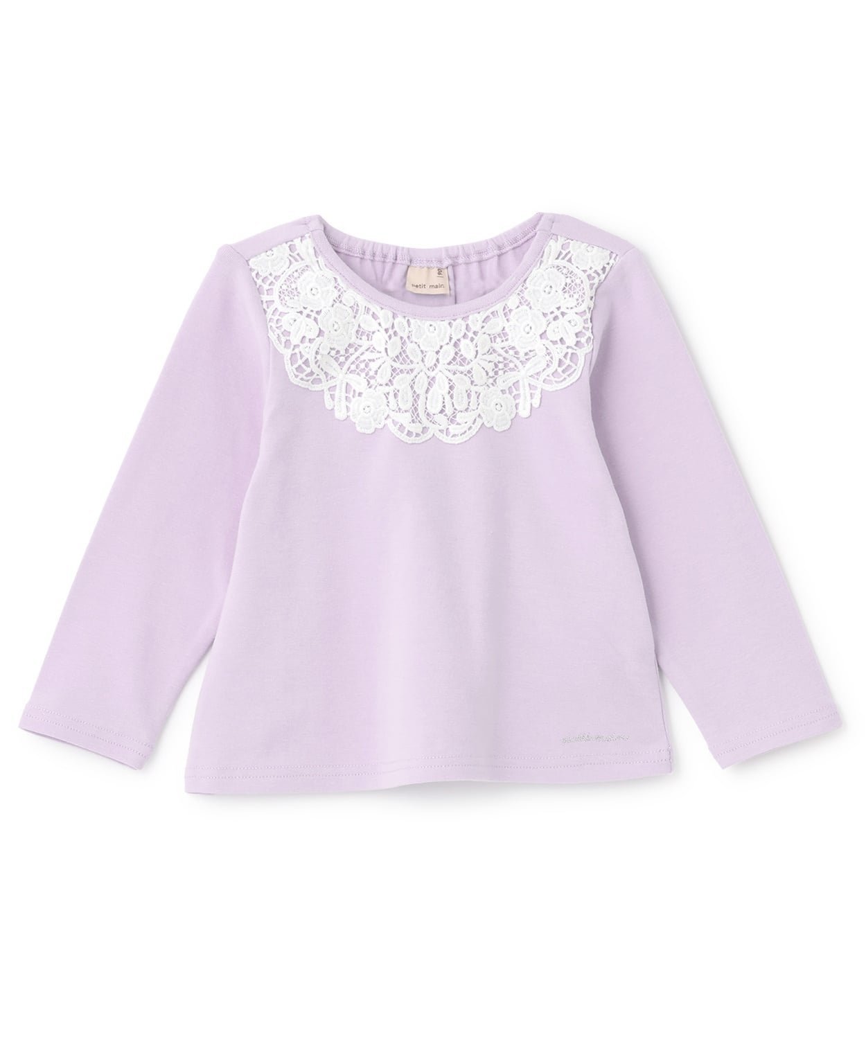 【ナルミヤ オンライン/NARUMIYA ONELINE / KIDS】のヨークレース長袖Tシャツ インテリア・キッズ・メンズ・レディースファッション・服の通販 founy(ファウニー) 　ファッション　Fashion　キッズファッション　Fashion for Kids　パターン　Pattern, Design Print　ボーダー　Border, Stripe　ポケット　Pocket, Pocket Detail　ヨーク　Yoke, Yoke Design　レース　Lace, Lace Fabric　エレガント 上品　Elegant　無地　Plain, Solid Color　長袖　Long Sleeve, Full Sleeve　ラベンダー|ID: prp329100004983017 ipo3291000000037329698