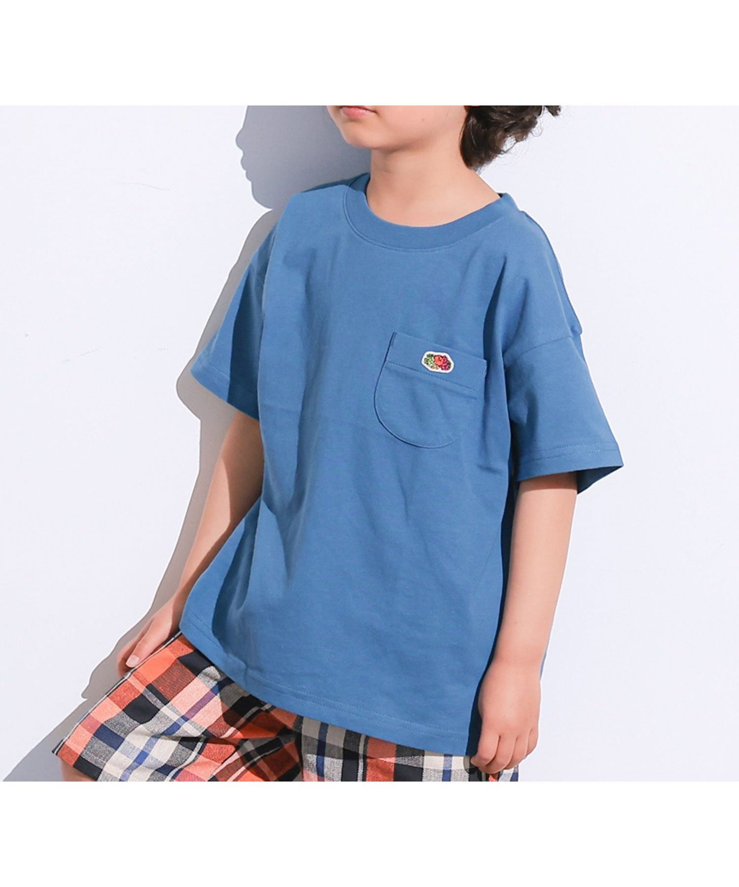 【その他のブランド/Other】のフルーツオブザルーム 半袖ポケT インテリア・キッズ・メンズ・レディースファッション・服の通販 founy(ファウニー) 　ファッション　Fashion　キッズファッション　Fashion for Kids　シンプル　Simple, Minimal　デニム　Denim, Jeans Material　ハーフ　Half, Half-Length　ベーシック　Basic, Essential　ボトム　Bottoms, Lower Wear　ポケット　Pocket, Pocket Detail　別注　Limited Edition, Custom Order　半袖　Short Sleeve, Half Sleeve　おすすめ　Recommended / Our Picks　ブルー|ID: prp329100004983033 ipo3291000000037329826