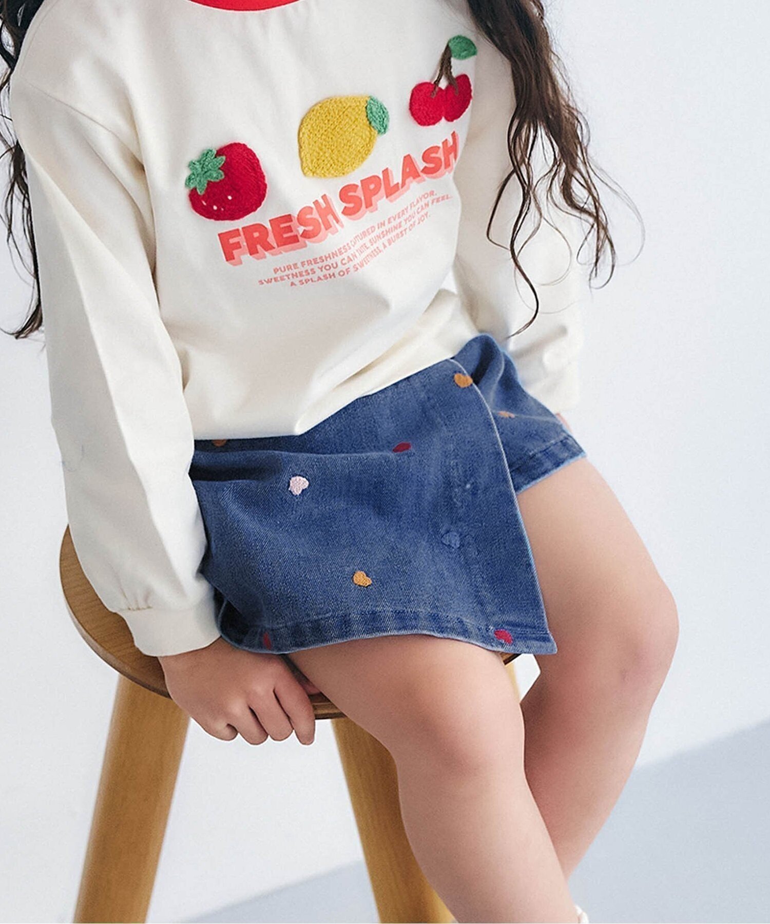 【エフオー オンラインストア/F.O.Online Store / KIDS】のハート・デイジー刺繍ラップキュロット ショート丈 大人の最旬トレンドファッション＆コーディネート founy(ファウニー) 　ファッション　Fashion　キッズファッション　Fashion for Kids　キュロット　Culottes, Wide Shorts　ショート　Short, Short Length　ラップ　Wrap, Wrap Design　 other-1|ID: prp329100004983050 ipo3291000000037329962