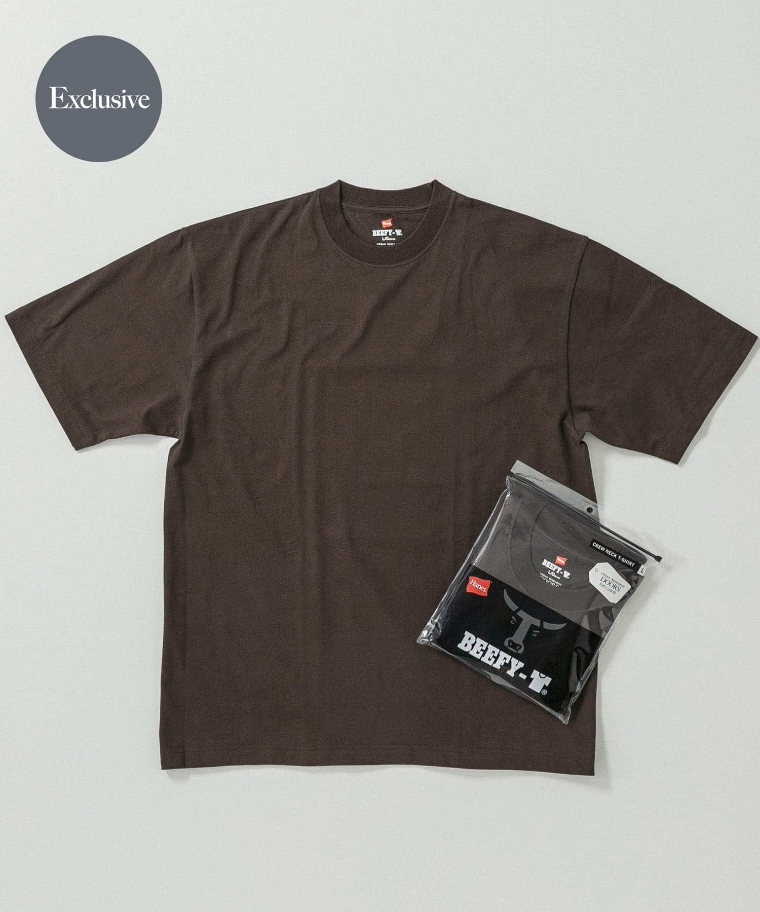 【アーバンリサーチ ドアーズ/URBAN RESEARCH DOORS / MEN】の『別注』HANES×DOORS BEEFY-T DOORS FIT SHORT-SLEEVE インテリア・キッズ・メンズ・レディースファッション・服の通販 founy(ファウニー) 　ファッション　Fashion　メンズファッション　Fashion for Men　アンダー　Underwear Essentials　インナー　Innerwear　ジャケット　Jacket, Outerwear　スペシャル　Special, Limited Edition　パターン　Pattern, Design Print　フィット　Fit, Slim Fit　ベーシック　Basic, Essential　別注　Limited Edition, Custom Order　リラックス　Relax, Relaxed Fit　S/S・春夏　SS, Spring/Summer, Warm Season　おすすめ　Recommended / Our Picks　夏　Summer　2026年　2026　2026春夏・S/S　Spring/Summer 2026 SS26　ブラウン|ID: prp329100004983069 ipo3291000000037330056
