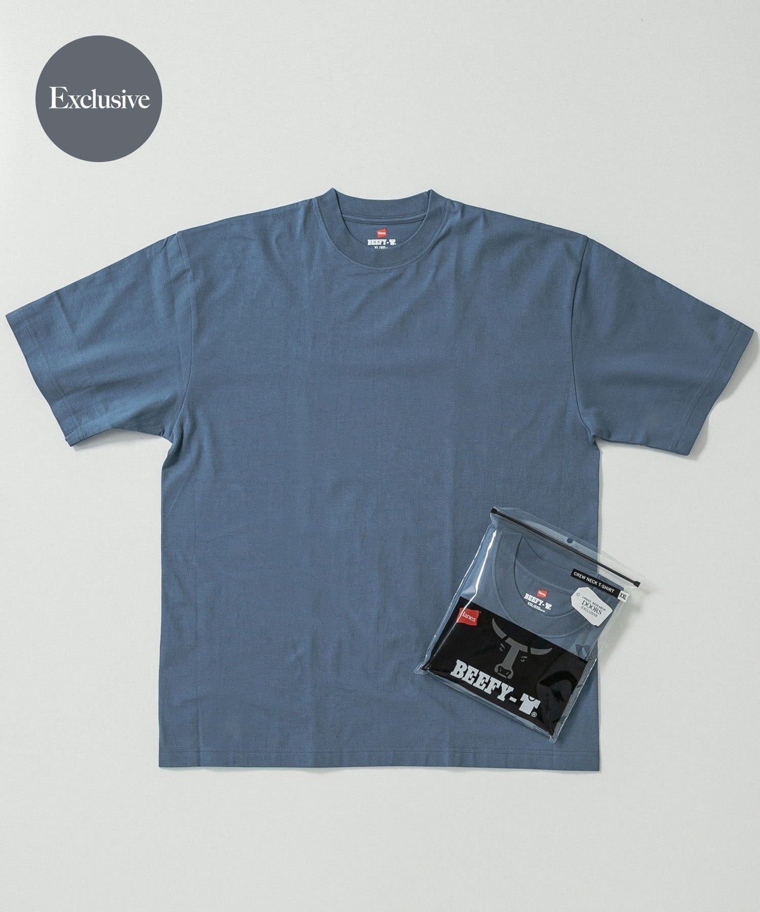 【アーバンリサーチ ドアーズ/URBAN RESEARCH DOORS / MEN】の『別注』HANES×DOORS BEEFY-T DOORS FIT SHORT-SLEEVE インテリア・キッズ・メンズ・レディースファッション・服の通販 founy(ファウニー) 　ファッション　Fashion　メンズファッション　Fashion for Men　アンダー　Underwear Essentials　インナー　Innerwear　ジャケット　Jacket, Outerwear　スペシャル　Special, Limited Edition　パターン　Pattern, Design Print　フィット　Fit, Slim Fit　ベーシック　Basic, Essential　別注　Limited Edition, Custom Order　リラックス　Relax, Relaxed Fit　S/S・春夏　SS, Spring/Summer, Warm Season　おすすめ　Recommended / Our Picks　夏　Summer　2026年　2026　2026春夏・S/S　Spring/Summer 2026 SS26　ブルー|ID: prp329100004983069 ipo3291000000037330057
