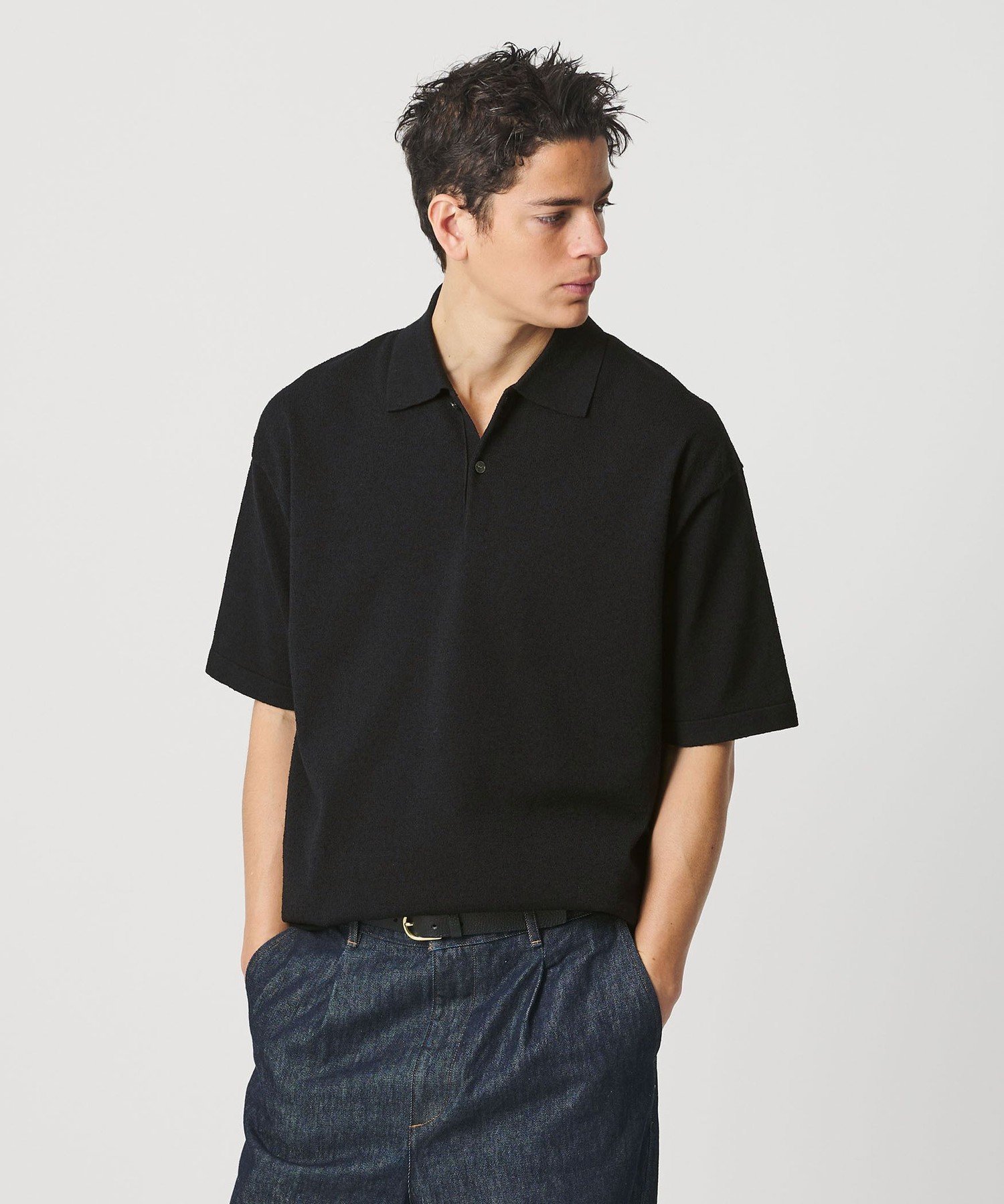 【ビューティ&ユース ユナイテッドアローズ/BEAUTY&YOUTH / UNITED ARROWS / MEN】のKNITEE クリンプコットン ニット ポロシャツ ウォッシャブル インテリア・キッズ・メンズ・レディースファッション・服の通販 founy(ファウニー) 　ファッション　Fashion　メンズファッション　Fashion for Men　ウォッシャブル　Machine Washable　フォルム　Silhouette, Form　ポロシャツ　Polo Shirt, Collared Tee　半袖　Short Sleeve, Half Sleeve　無地　Plain, Solid Color　おすすめ　Recommended / Our Picks　BLACK|ID: prp329100004983082 ipo3291000000037330129