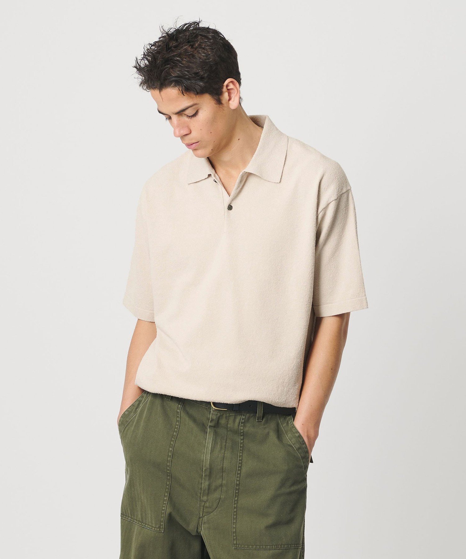 【ビューティ&ユース ユナイテッドアローズ/BEAUTY&YOUTH / UNITED ARROWS / MEN】のKNITEE クリンプコットン ニット ポロシャツ ウォッシャブル インテリア・キッズ・メンズ・レディースファッション・服の通販 founy(ファウニー) 　ファッション　Fashion　メンズファッション　Fashion for Men　ウォッシャブル　Machine Washable　フォルム　Silhouette, Form　ポロシャツ　Polo Shirt, Collared Tee　半袖　Short Sleeve, Half Sleeve　無地　Plain, Solid Color　おすすめ　Recommended / Our Picks　NATURAL|ID: prp329100004983082 ipo3291000000037330130