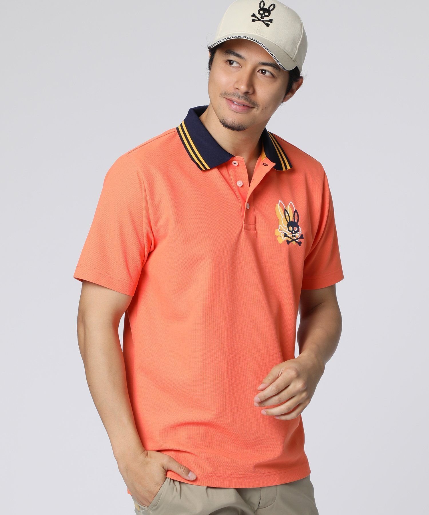 【サイコバニー/Psycho Bunny / MEN】のGOLF 3レイヤーバニー ポロシャツ インテリア・キッズ・メンズ・レディースファッション・服の通販 founy(ファウニー) 　ファッション　Fashion　メンズファッション　Fashion for Men　ゴルフ　Golf　シンプル　Simple, Minimal　ポロシャツ　Polo Shirt, Collared Tee　オレンジ|ID: prp329100004983089 ipo3291000000037330166