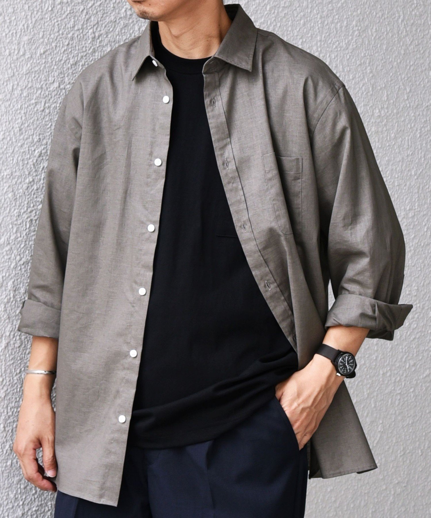 【シップス/SHIPS / MEN】のSHIPS any コットン/リネン 7分袖 レギュラー シャツ インテリア・キッズ・メンズ・レディースファッション・服の通販 founy(ファウニー) 　ファッション　Fashion　メンズファッション　Fashion for Men　カフス　Cuff Design　ストライプ　Stripe, Striped Pattern　ベーシック　Basic, Essential　羽織　Haori, Light Jacket　リネン　Linen, Linen Fabric　レギュラー　Regular, Standard Fit　おすすめ　Recommended / Our Picks　夏　Summer　オリーブ|ID: prp329100004983099 ipo3291000000037330241