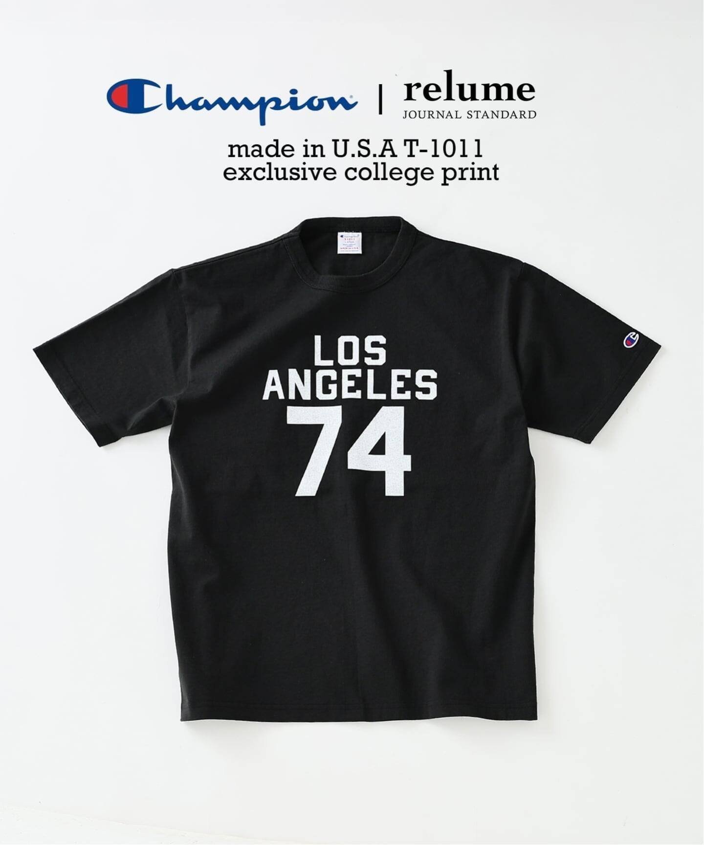 【ジャーナルスタンダード レリューム/JOURNAL STANDARD relume / MEN】のCHAMPION / チャンピオン 別注 T1011 カレッジプリント Tシャツ インテリア・キッズ・メンズ・レディースファッション・服の通販 founy(ファウニー) 　ファッション　Fashion　メンズファッション　Fashion for Men　アイビー　Ivy Pattern　ヴィンテージ　Vintage Style　スポーツ　Sports, Activewear　ニューヨーク　New York, NYC Style　フィット　Fit, Slim Fit　プリント　Print, Printed Pattern　別注　Limited Edition, Custom Order　モチーフ　Motif, Design Theme　夏　Summer　ブラック C|ID: prp329100004983102 ipo3291000000037330256