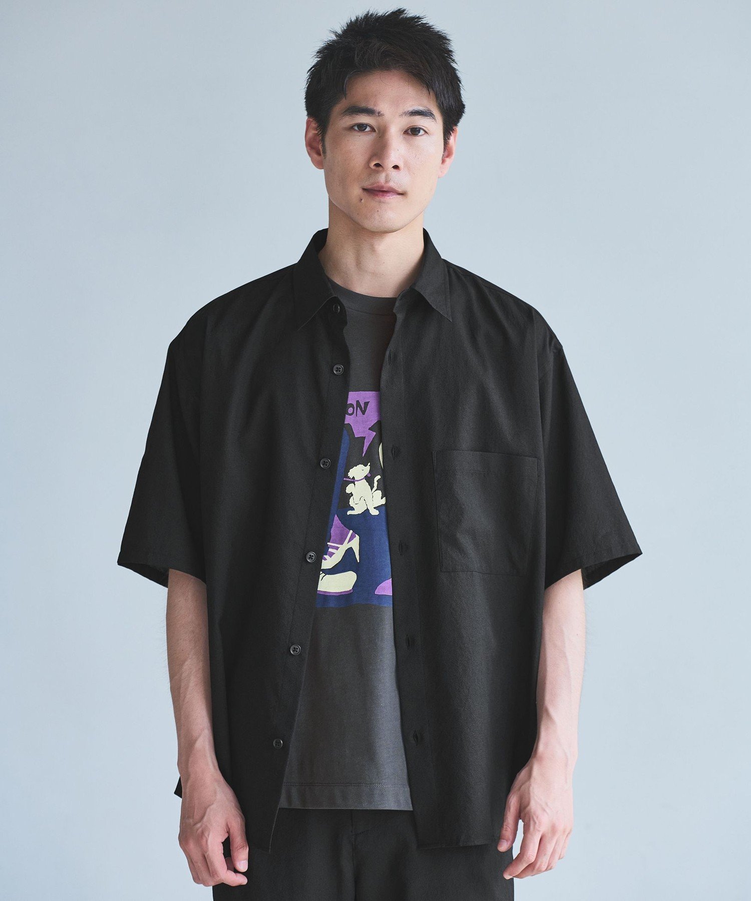 【ユナイテッドアローズ/UNITED ARROWS / MEN】のDotAir ボックス レギュラーカラー シャツ インテリア・キッズ・メンズ・レディースファッション・服の通販 founy(ファウニー) 　ファッション　Fashion　メンズファッション　Fashion for Men　カットソー　Cut and Sewn Top　シンプル　Simple, Minimal　スタイリッシュ　Stylish, Fashionable　スポーティ　Sporty, Casual Athletic　セットアップ　Set-Up, Coordinated Outfit　ボックス　Boxy, Box Shape　ポケット　Pocket, Pocket Detail　半袖　Short Sleeve, Half Sleeve　メッシュ　Mesh, Net Fabric　ラウンド　Round, Round Neck　レギュラー　Regular, Standard Fit　ワイド　Wide, Wide Fit　アウトレット　Outlet / Clearance　おすすめ　Recommended / Our Picks　夏　Summer　BLACK|ID: prp329100004983120 ipo3291000000037330362