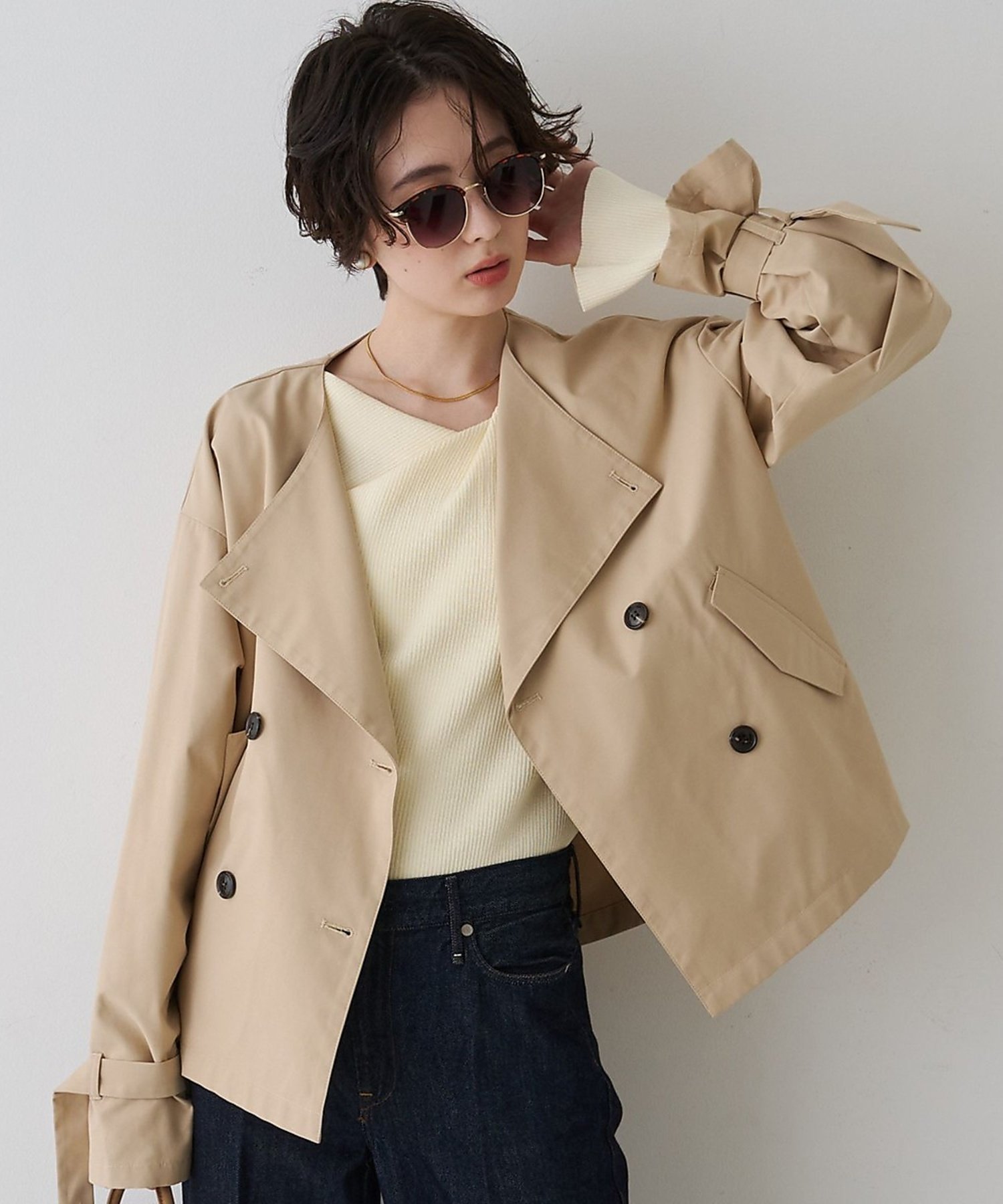 【ルージュヴィフラクレ/Rouge vif la cle】の【撥水・防花粉加工】【一部店舗限定】キャンディスリーブショートトレンチコート インテリア・キッズ・メンズ・レディースファッション・服の通販 founy(ファウニー) 　ファッション　Fashion　レディースファッション　Fashion for Women　アウター　Coat / Outerwear Collection　コート・ロングコート・ピーコート　Long Coats, Peacoats & More　トレンチコート / 春秋の定番アウター　Trench Coats　ギャザー　Gathered, Ruffled　ショート　Short, Short Length　シンプル　Simple, Minimal　スリーブ　Sleeve, Long Sleeve / Short Sleeve　デニム　Denim, Jeans Material　バランス　Balance, Style Balance　フェミニン　Feminine, Girly　ポケット　Pocket, Pocket Detail　ワイド　Wide, Wide Fit　軽量　Lightweight, Ultra Light　ビジネス 仕事 通勤　Business / Work / Commuting　ベージュ|ID: prp329100004983131 ipo3291000000037330437