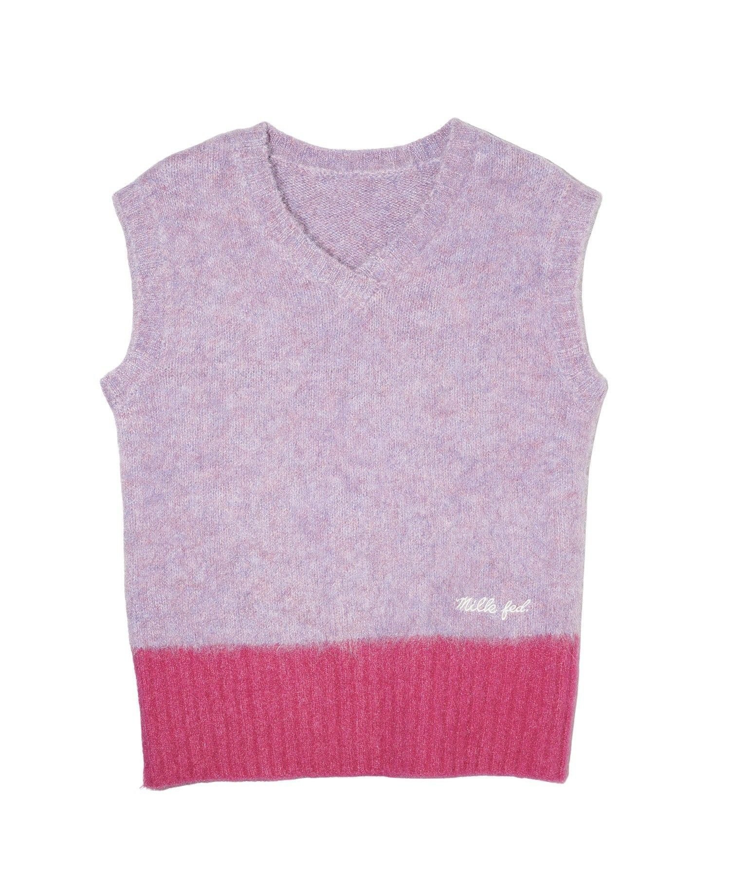 【ミルクフェド/MILKFED.】のSHAGGY KNIT VEST インテリア・キッズ・メンズ・レディースファッション・服の通販 founy(ファウニー) 　ファッション　Fashion　レディースファッション　Fashion for Women　アウター　Coat / Outerwear Collection　トップス・カットソー　Cut & Sew Tops　ニット　Knit Tops & Sweaters　ベスト&ジレ / 重ね着スタイル　Vests & Gilets　アクセサリー　Fashion Accessories　ガーリー　Girly, Feminine Style　シンプル　Simple, Minimal　デニム　Denim, Jeans Material　バランス　Balance, Style Balance　ベスト　Vest, Waistcoat　ベーシック　Basic, Essential　再入荷　Restock / Back in Stock　おすすめ　Recommended / Our Picks　LtPURPLE|ID: prp329100004983135 ipo3291000000037330454