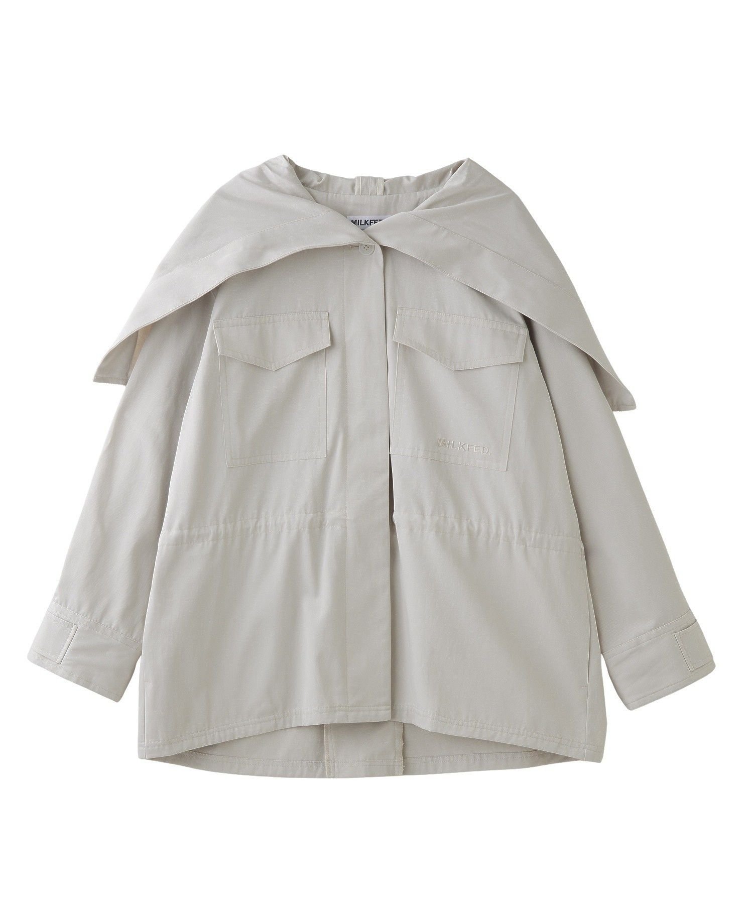 【ミルクフェド/MILKFED.】のBIG COLLAR JACKET インテリア・キッズ・メンズ・レディースファッション・服の通販 founy(ファウニー) 　ファッション　Fashion　レディースファッション　Fashion for Women　アウター　Coat / Outerwear Collection　レディースジャケット・軽アウター　Jackets　インナー　Innerwear　カーディガン　Cardigan, Knitwear　コンパクト　Compact, Small Size　ジップ　Zip, Zipper　ハイネック　High Neck, Mock Neck　バランス　Balance, Style Balance　パーカー　Hoodie, Parka　ビッグ　Big, Oversized　ブルゾン　Blouson, Bomber Jacket　ボトム　Bottoms, Lower Wear　ミリタリー　Military, Army Style　おすすめ　Recommended / Our Picks　OFF_WHITE|ID: prp329100004983141 ipo3291000000037330481