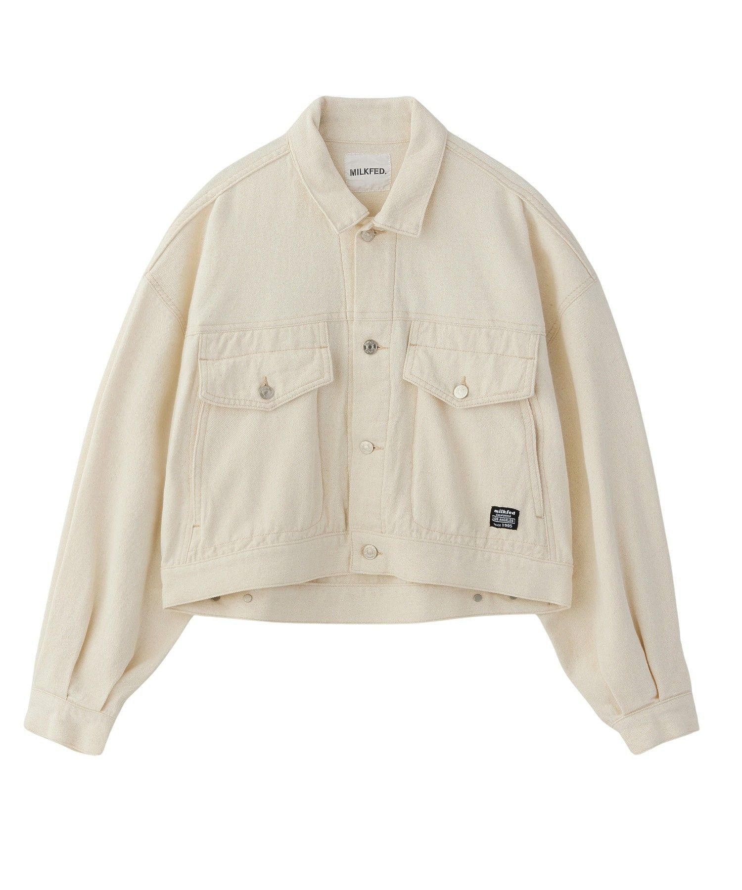 【ミルクフェド/MILKFED.】のDENIM JACKET インテリア・キッズ・メンズ・レディースファッション・服の通販 founy(ファウニー) 　ファッション　Fashion　レディースファッション　Fashion for Women　アウター　Coat / Outerwear Collection　レディースジャケット・軽アウター　Jackets　インナー　Innerwear　ヴィンテージ　Vintage Style　ショルダー　Shoulder, Shoulder Strap　ショート　Short, Short Length　ジャケット　Jacket, Outerwear　スニーカー　Sneakers, Trainers　セットアップ　Set-Up, Coordinated Outfit　ソックス　Socks, Hosiery　デニム　Denim, Jeans Material　ドロップ　Drop Shoulder, Dropped Style　ハイネック　High Neck, Mock Neck　バランス　Balance, Style Balance　ビッグ　Big, Oversized　おすすめ　Recommended / Our Picks　OFF_WHITE|ID: prp329100004983142 ipo3291000000037330485