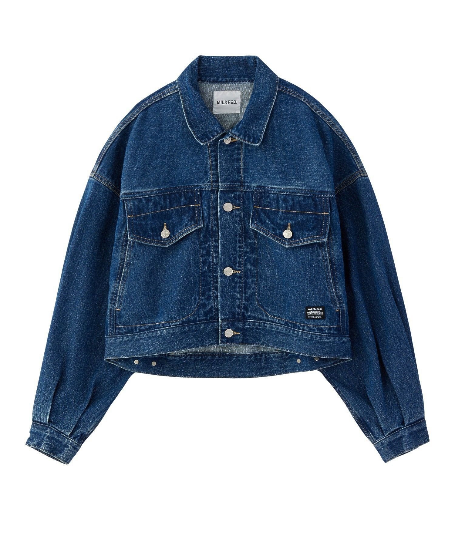 【ミルクフェド/MILKFED.】のDENIM JACKET インテリア・キッズ・メンズ・レディースファッション・服の通販 founy(ファウニー) 　ファッション　Fashion　レディースファッション　Fashion for Women　アウター　Coat / Outerwear Collection　レディースジャケット・軽アウター　Jackets　インナー　Innerwear　ヴィンテージ　Vintage Style　ショルダー　Shoulder, Shoulder Strap　ショート　Short, Short Length　ジャケット　Jacket, Outerwear　スニーカー　Sneakers, Trainers　セットアップ　Set-Up, Coordinated Outfit　ソックス　Socks, Hosiery　デニム　Denim, Jeans Material　ドロップ　Drop Shoulder, Dropped Style　ハイネック　High Neck, Mock Neck　バランス　Balance, Style Balance　ビッグ　Big, Oversized　おすすめ　Recommended / Our Picks　LtINDIGO|ID: prp329100004983142 ipo3291000000037330486