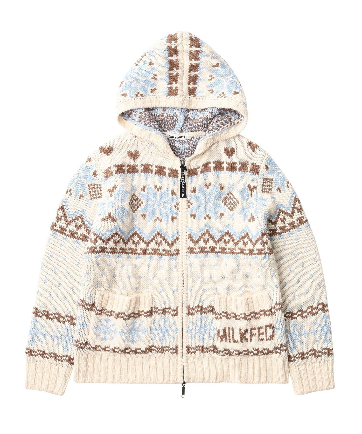 【ミルクフェド/MILKFED.】のSNOW PATTERN COWICHAN KNIT JACKET インテリア・キッズ・メンズ・レディースファッション・服の通販 founy(ファウニー) 　ファッション　Fashion　レディースファッション　Fashion for Women　アウター　Coat / Outerwear Collection　レディースジャケット・軽アウター　Jackets　トップス・カットソー　Cut & Sew Tops　ニット　Knit Tops & Sweaters　アウトドア　Outdoor Clothing　トレンド　Trend, Trending Now　定番　Standard, Basic Item　ハンド　Hand, Handmade　ボトム　Bottoms, Lower Wear　冬　Winter / This Winter　おすすめ　Recommended / Our Picks　OFF_WHITE|ID: prp329100004983151 ipo3291000000037330520