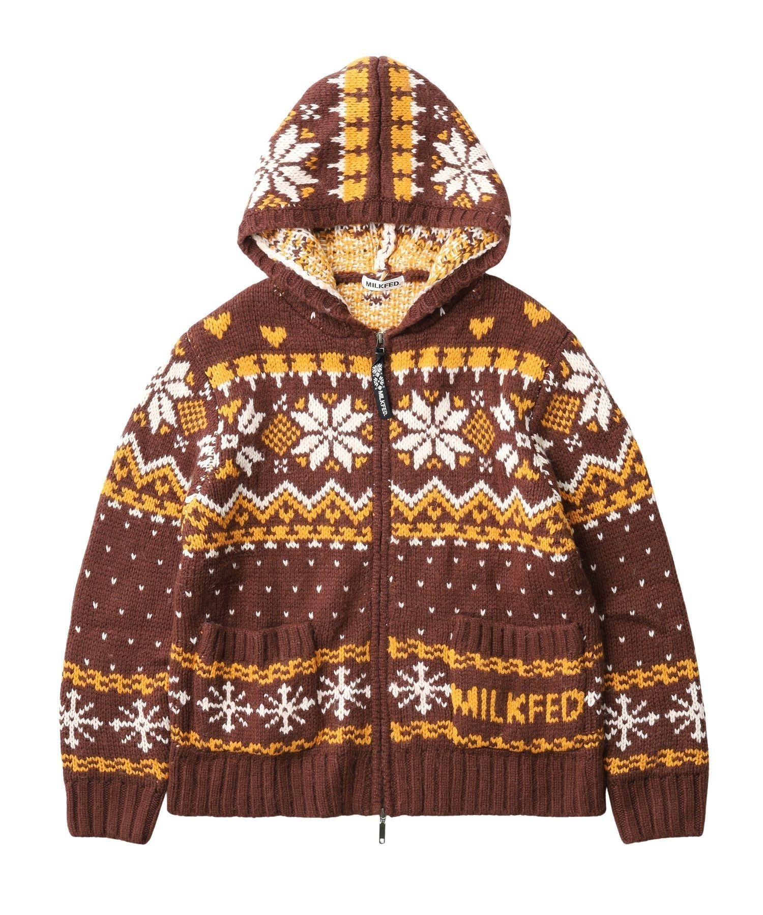 【ミルクフェド/MILKFED.】のSNOW PATTERN COWICHAN KNIT JACKET インテリア・キッズ・メンズ・レディースファッション・服の通販 founy(ファウニー) 　ファッション　Fashion　レディースファッション　Fashion for Women　アウター　Coat / Outerwear Collection　レディースジャケット・軽アウター　Jackets　トップス・カットソー　Cut & Sew Tops　ニット　Knit Tops & Sweaters　アウトドア　Outdoor Clothing　トレンド　Trend, Trending Now　定番　Standard, Basic Item　ハンド　Hand, Handmade　ボトム　Bottoms, Lower Wear　冬　Winter / This Winter　おすすめ　Recommended / Our Picks　BROWN|ID: prp329100004983151 ipo3291000000037330522