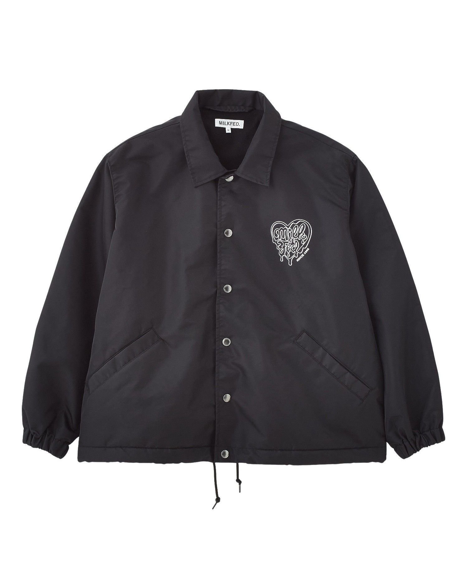 【ミルクフェド/MILKFED.】のMELTY HEART COACH JACKET インテリア・キッズ・メンズ・レディースファッション・服の通販 founy(ファウニー) 　ファッション　Fashion　レディースファッション　Fashion for Women　アウター　Coat / Outerwear Collection　レディースジャケット・軽アウター　Jackets　グラフィック　Graphic, Graphic Design　ショルダー　Shoulder, Shoulder Strap　スウェット / スエット　Sweatshirt, Sweatwear　ドロップ　Drop Shoulder, Dropped Style　人気　Popular, Best Seller　パーカー　Hoodie, Parka　BLACK|ID: prp329100004983152 ipo3291000000037330524
